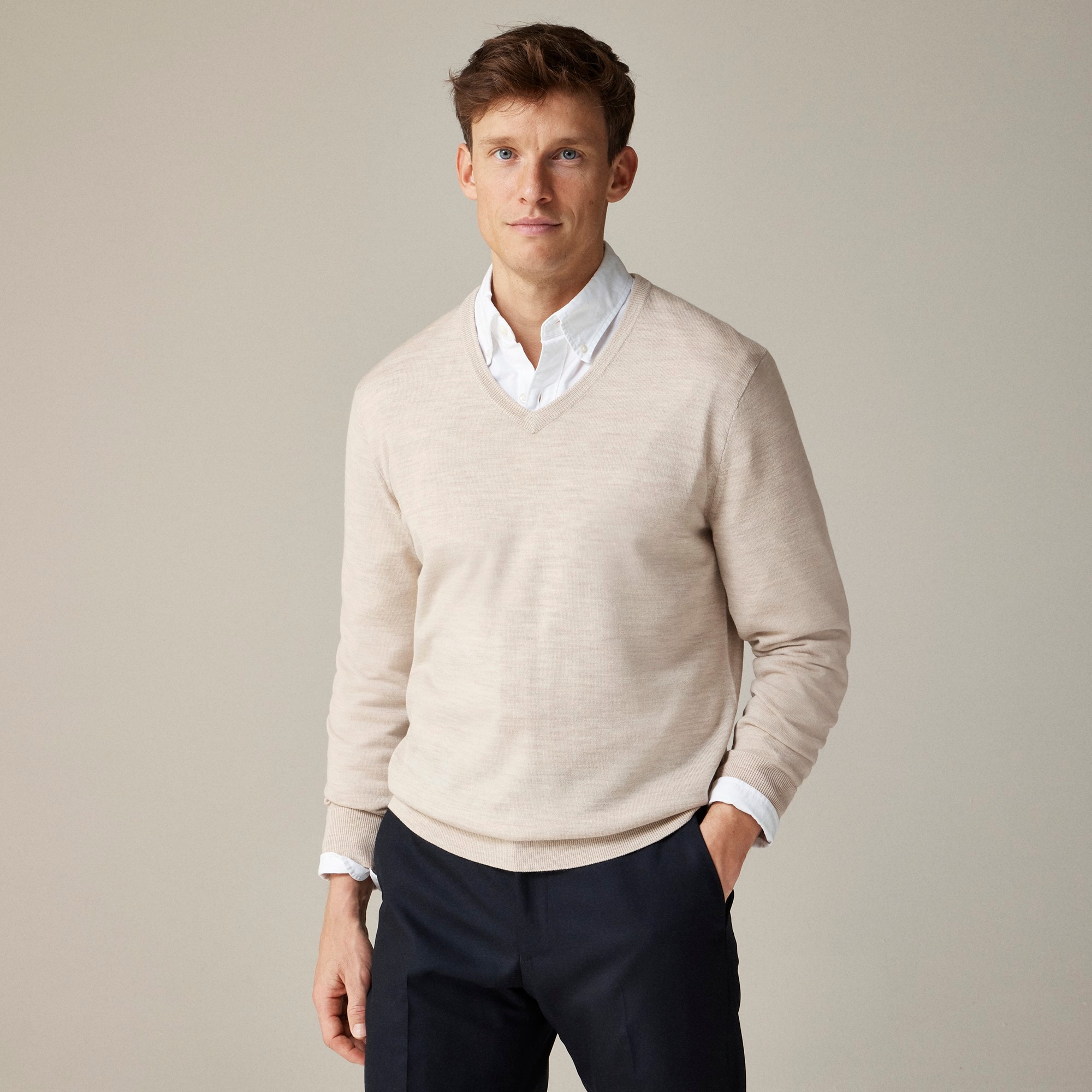 mens Merino wool V-neck sweater