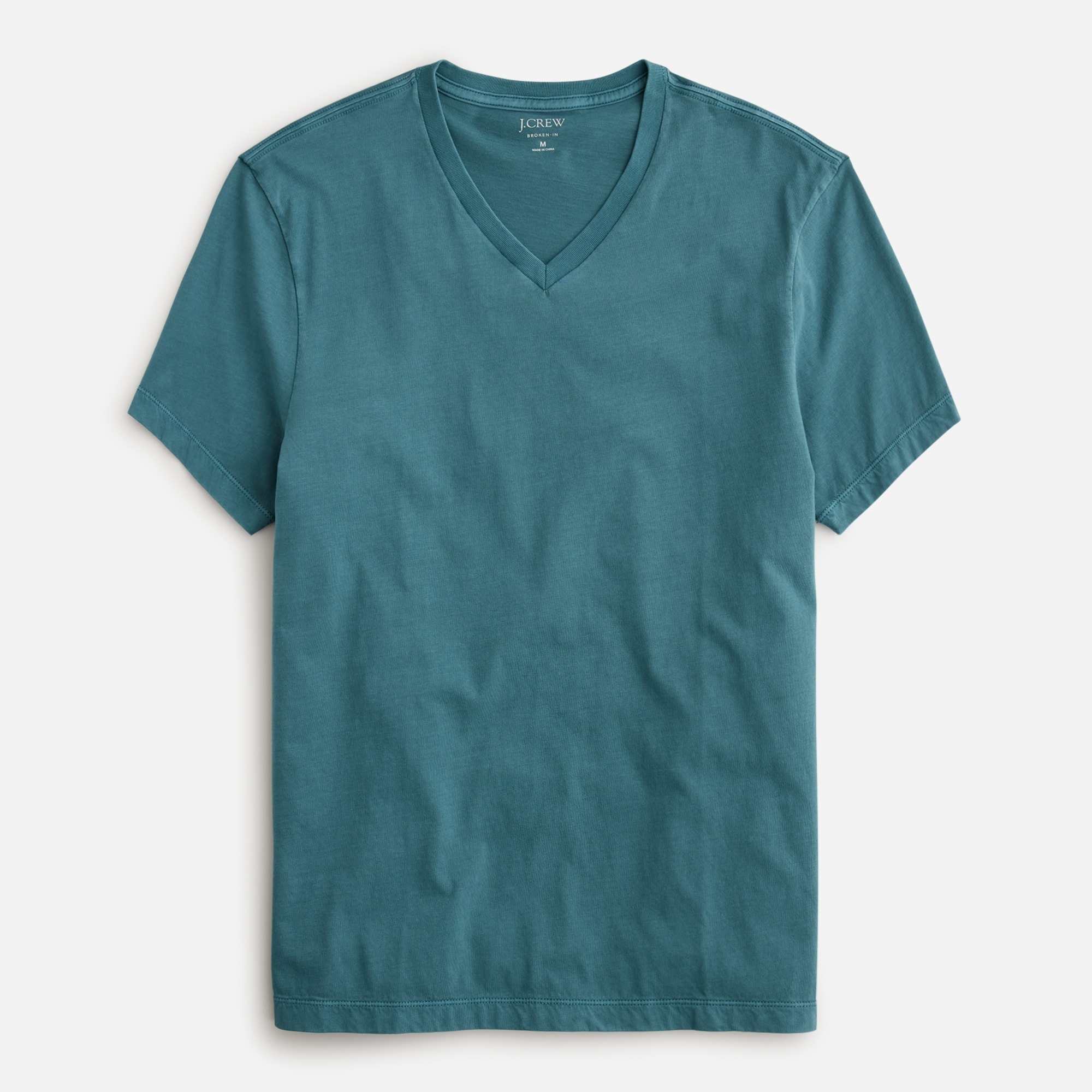 Broken-in short-sleeve V-neck T-shirt