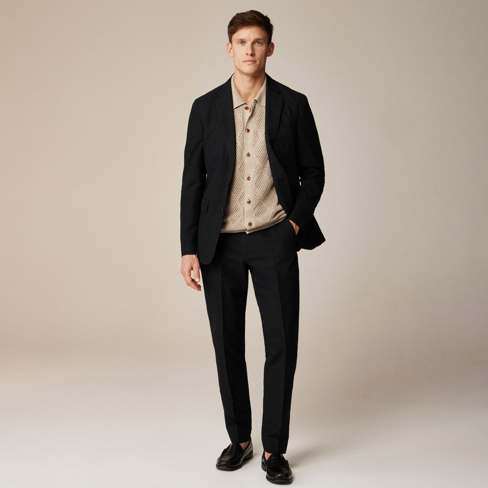 mens Ludlow Slim-fit unstructured suit jacket in Irish cotton-linen blend