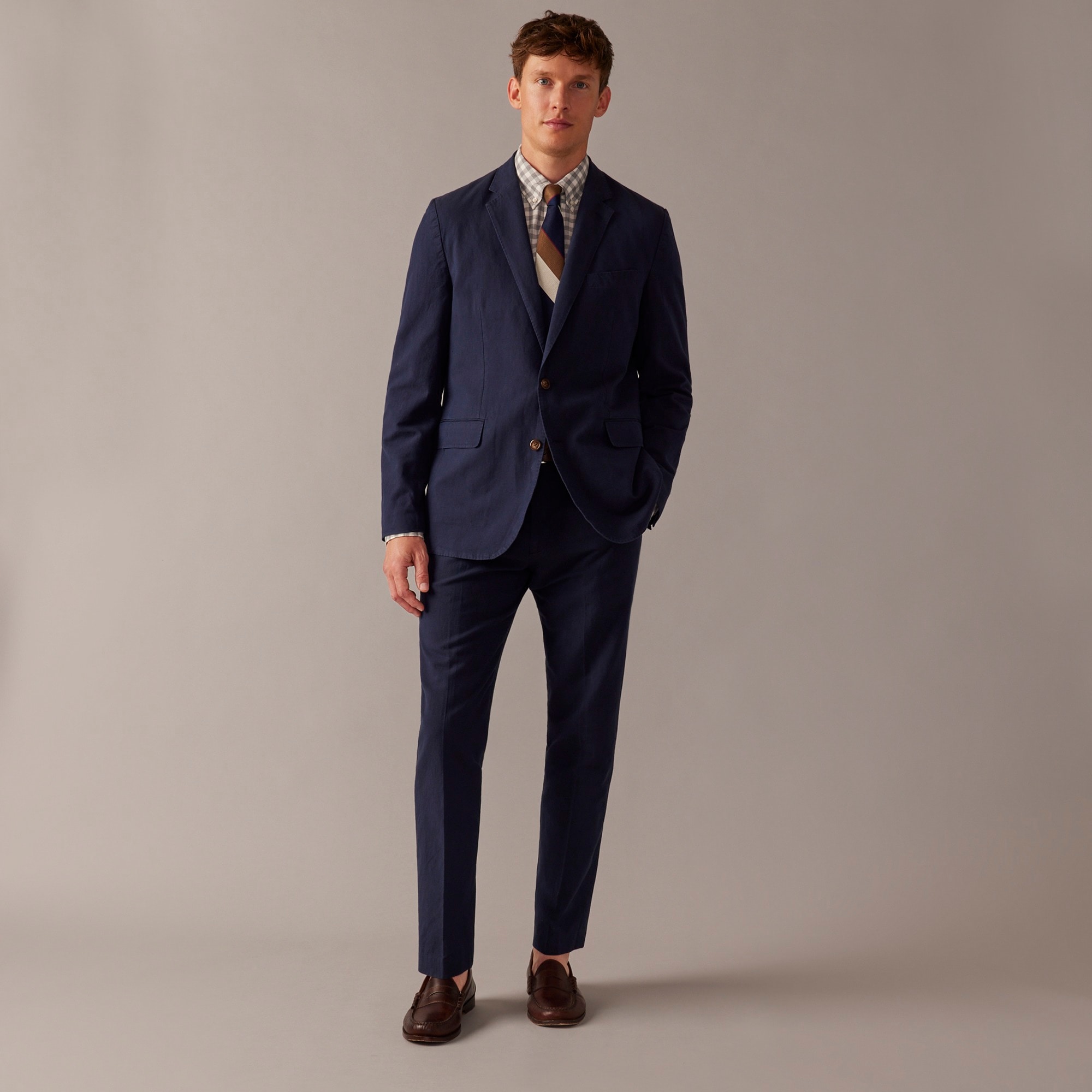 mens Ludlow Slim-fit unstructured suit jacket in Irish cotton-linen blend