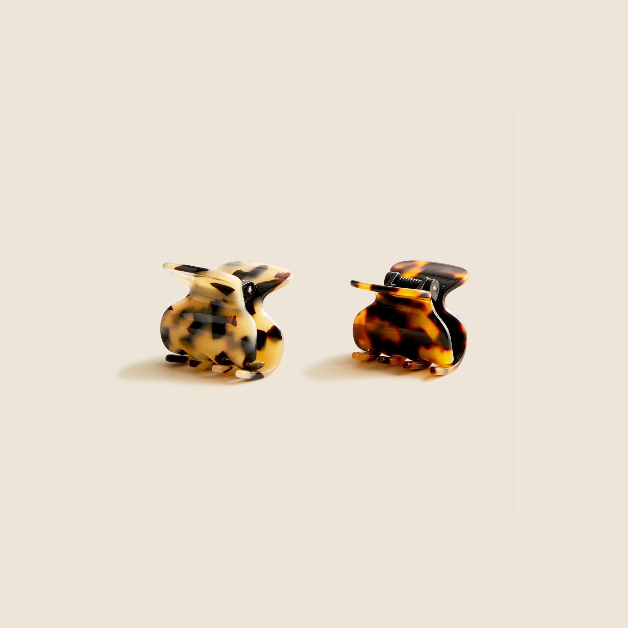 womens Mini claw clips two-pack in Italian tortoise