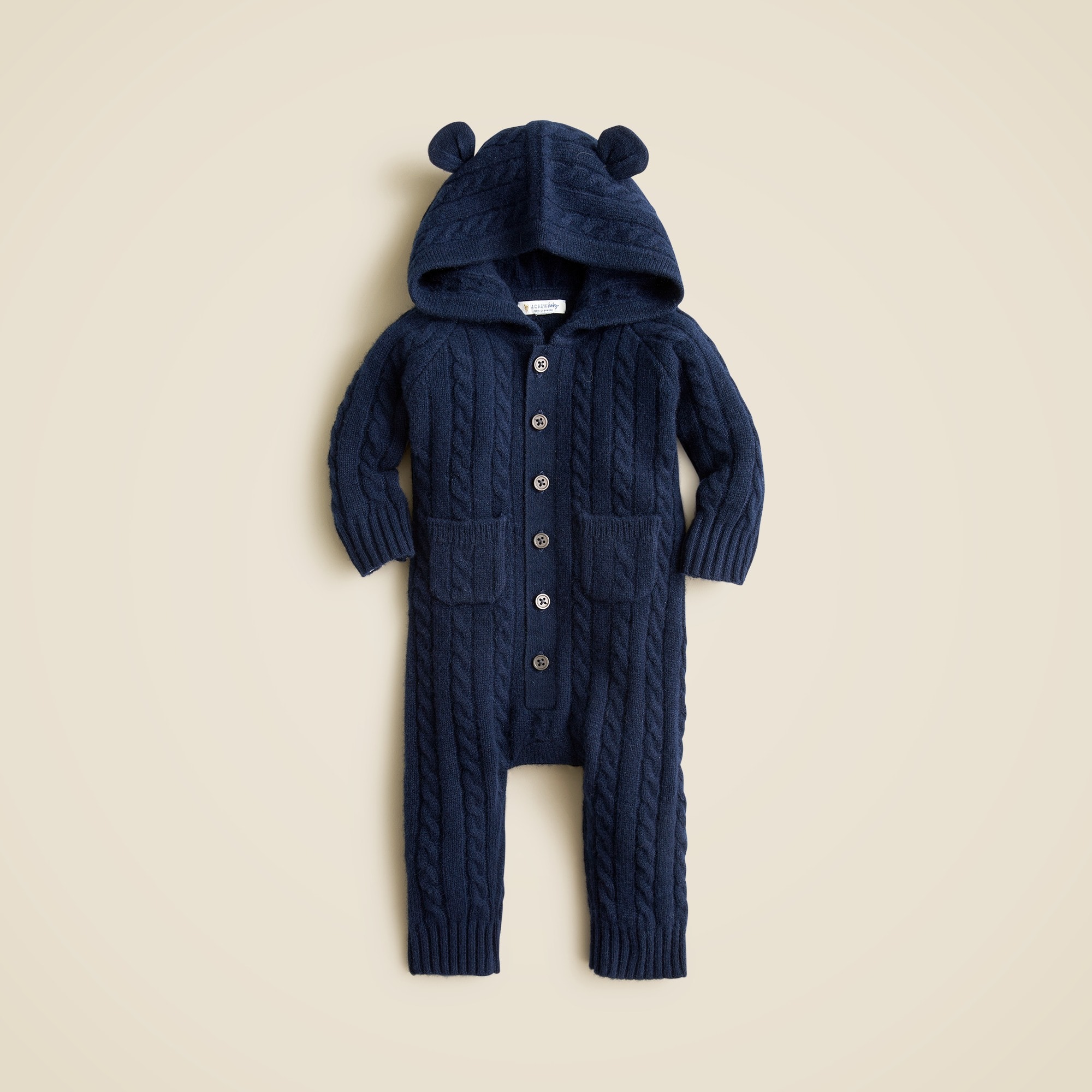 babys Limited-edition baby cashmere cable-knit bear one-piece