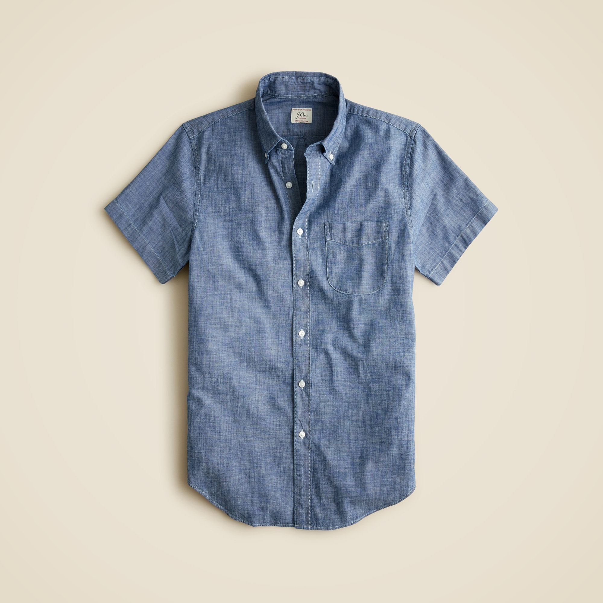 mens Short-sleeve indigo organic chambray shirt