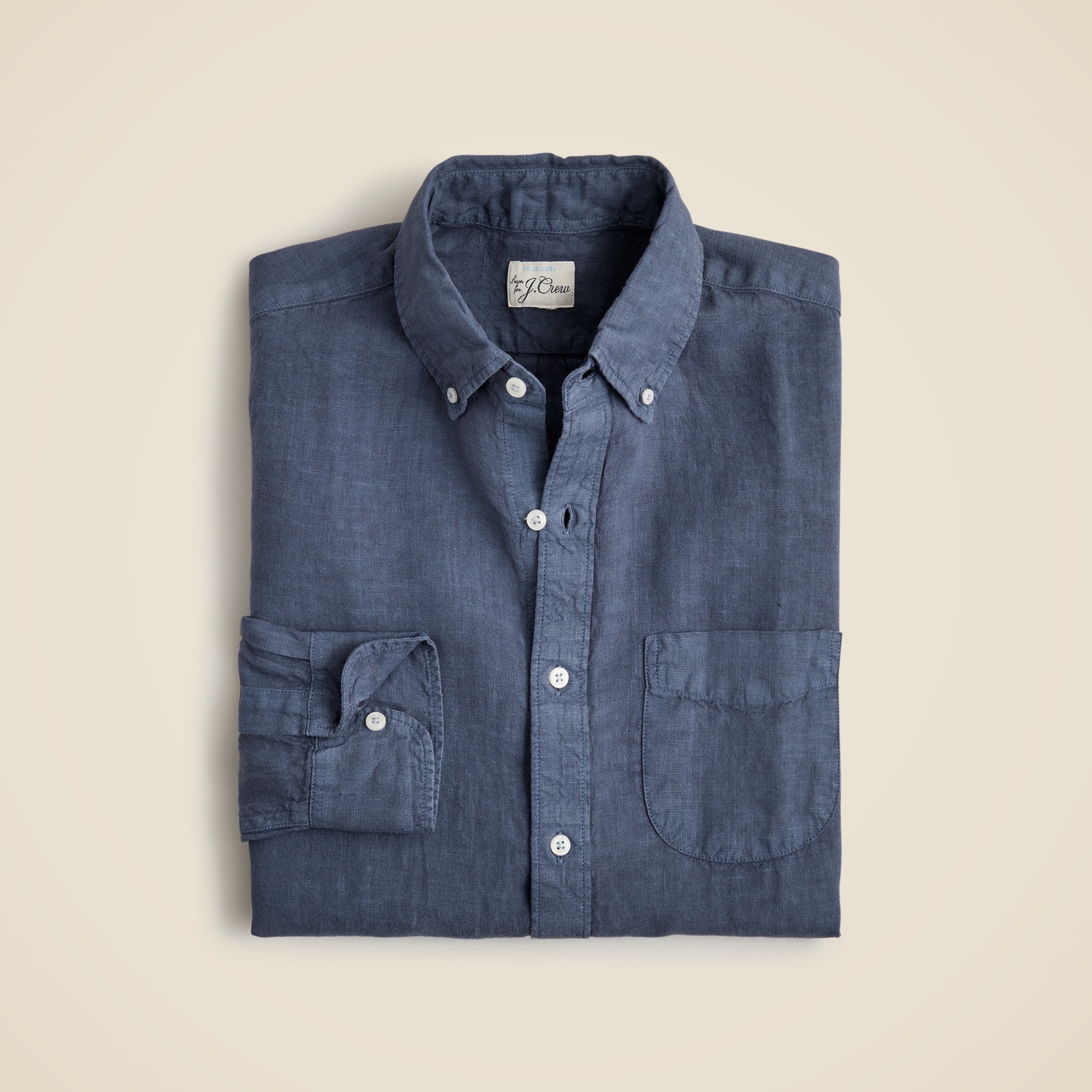 mens Baird McNutt garment-dyed Irish linen shirt