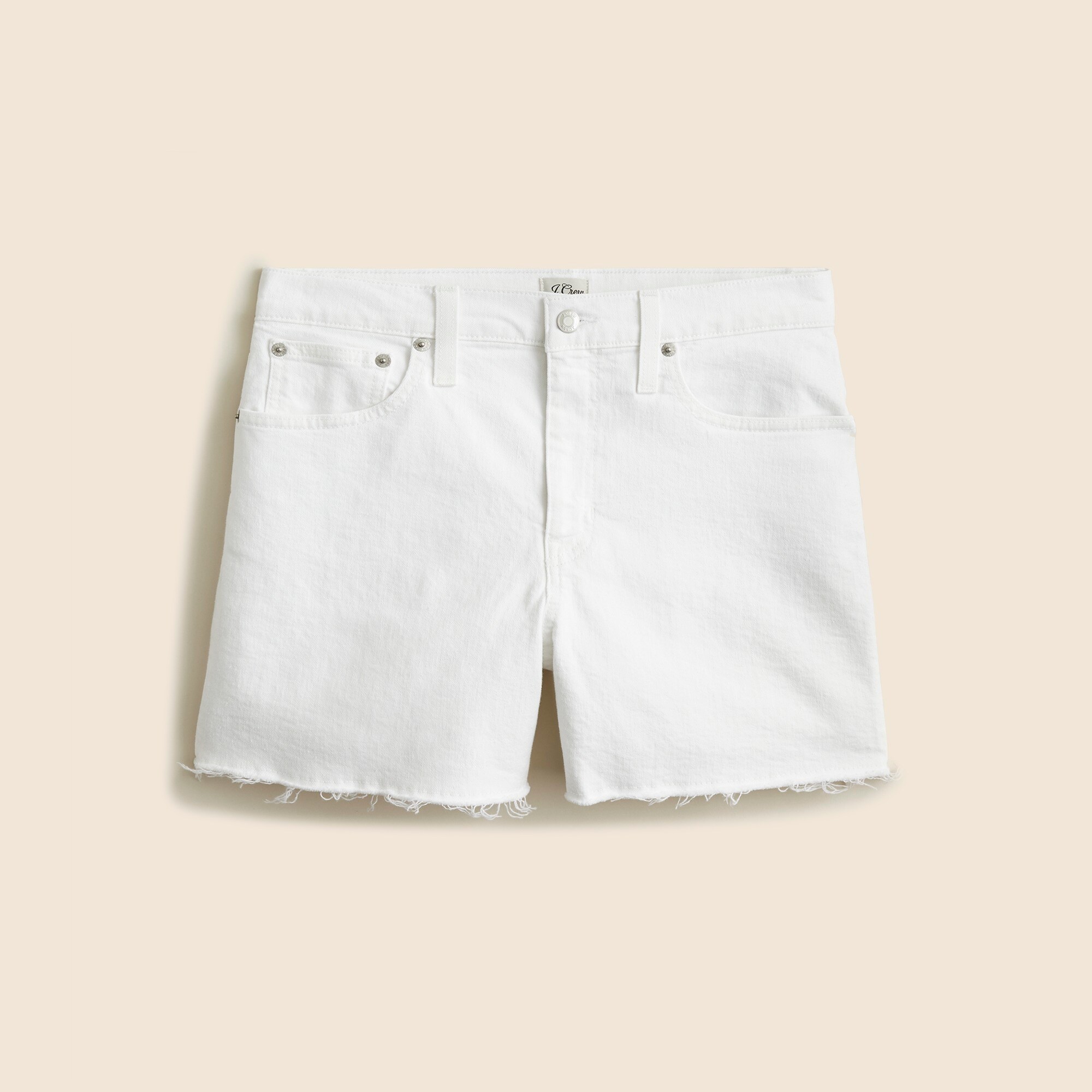  High-rise denim short in white