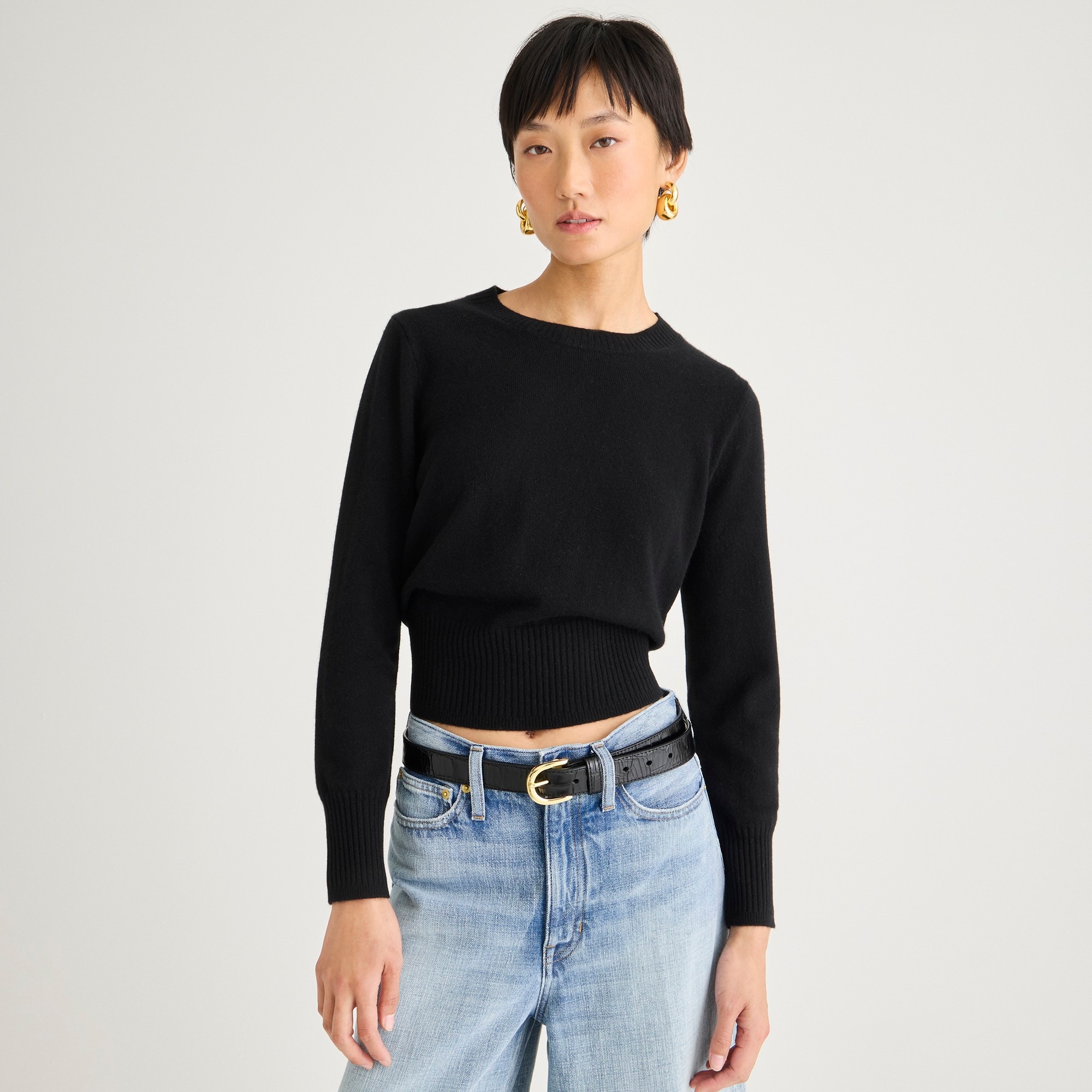  Cashmere shrunken crewneck sweater