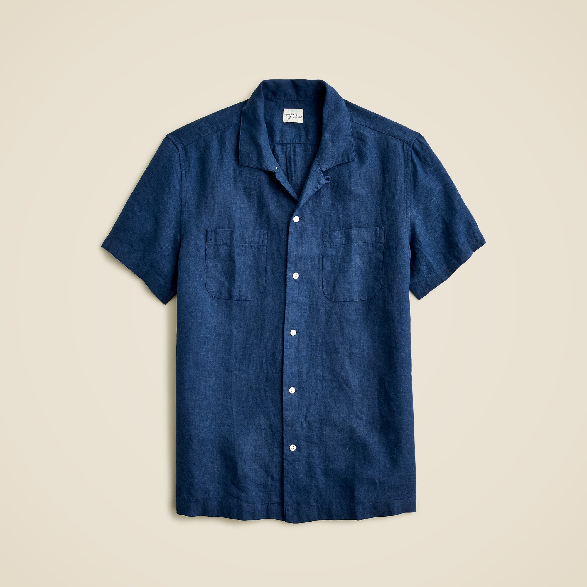  Short-sleeve camp-collar shirt in Irish linen