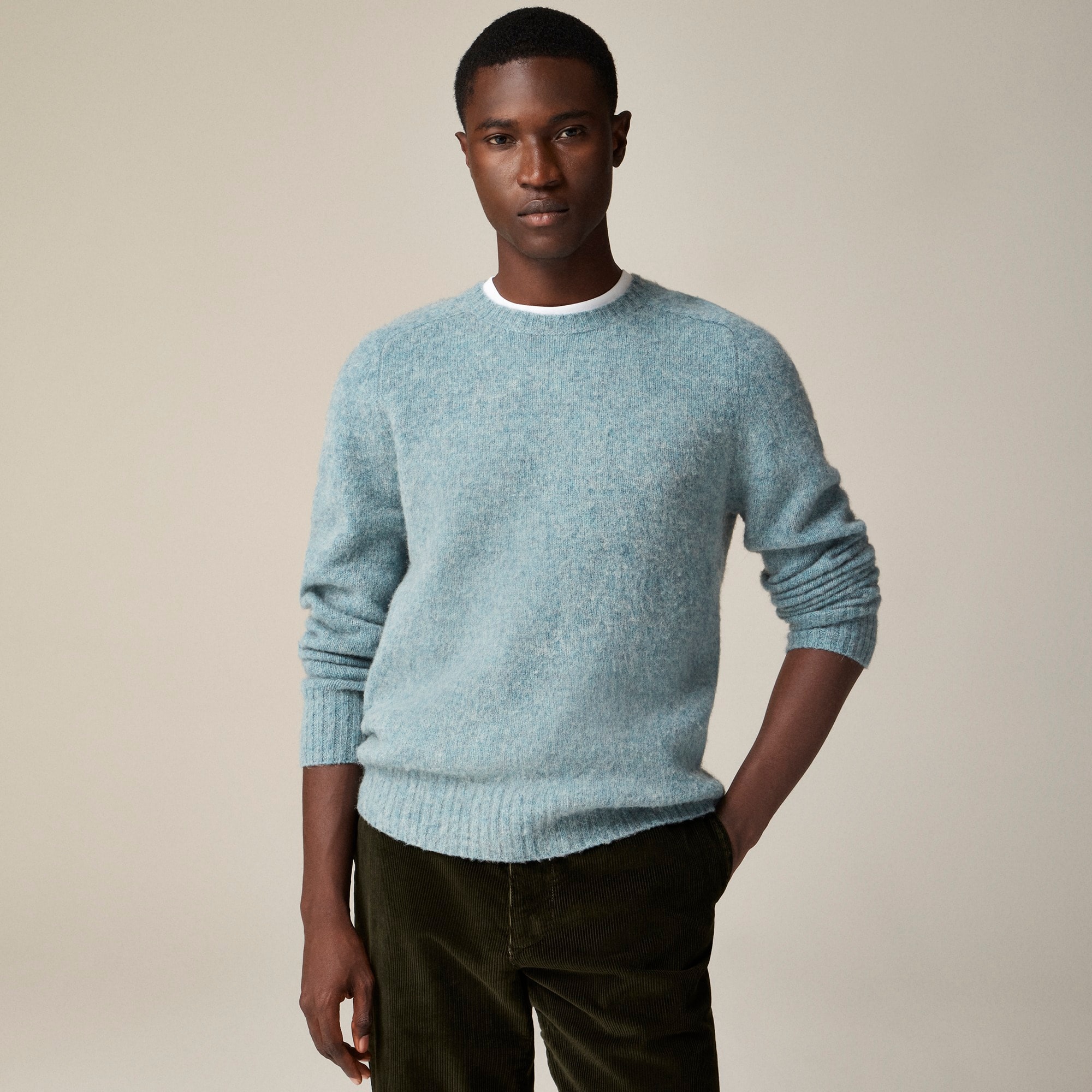 mens Brushed wool crewneck sweater