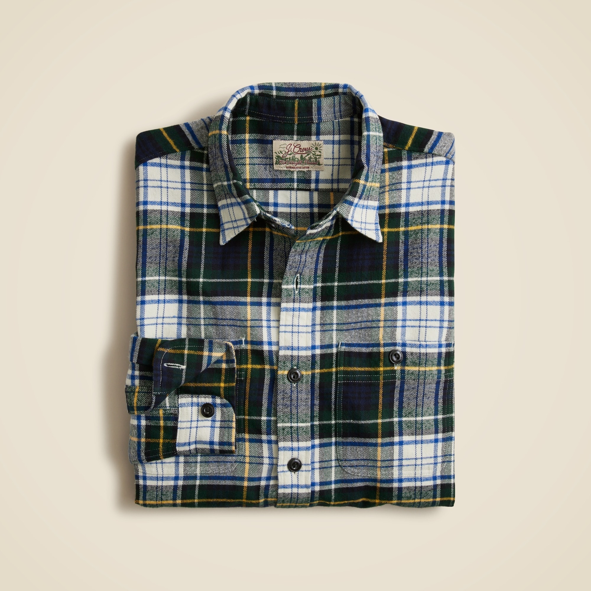 mens Midweight flannel workshirt in regenerative cotton