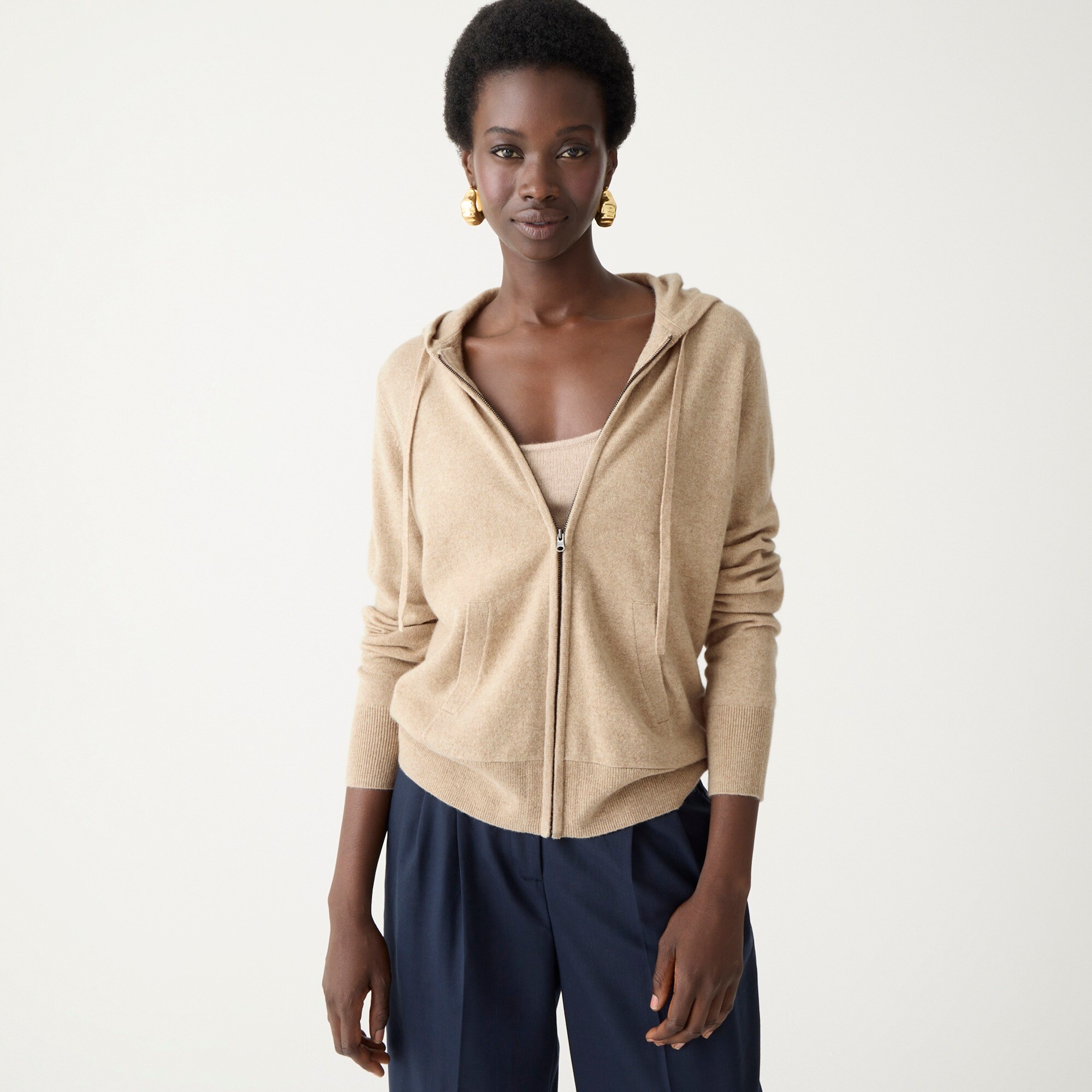 womens Cashmere full-zip sweater-hoodie