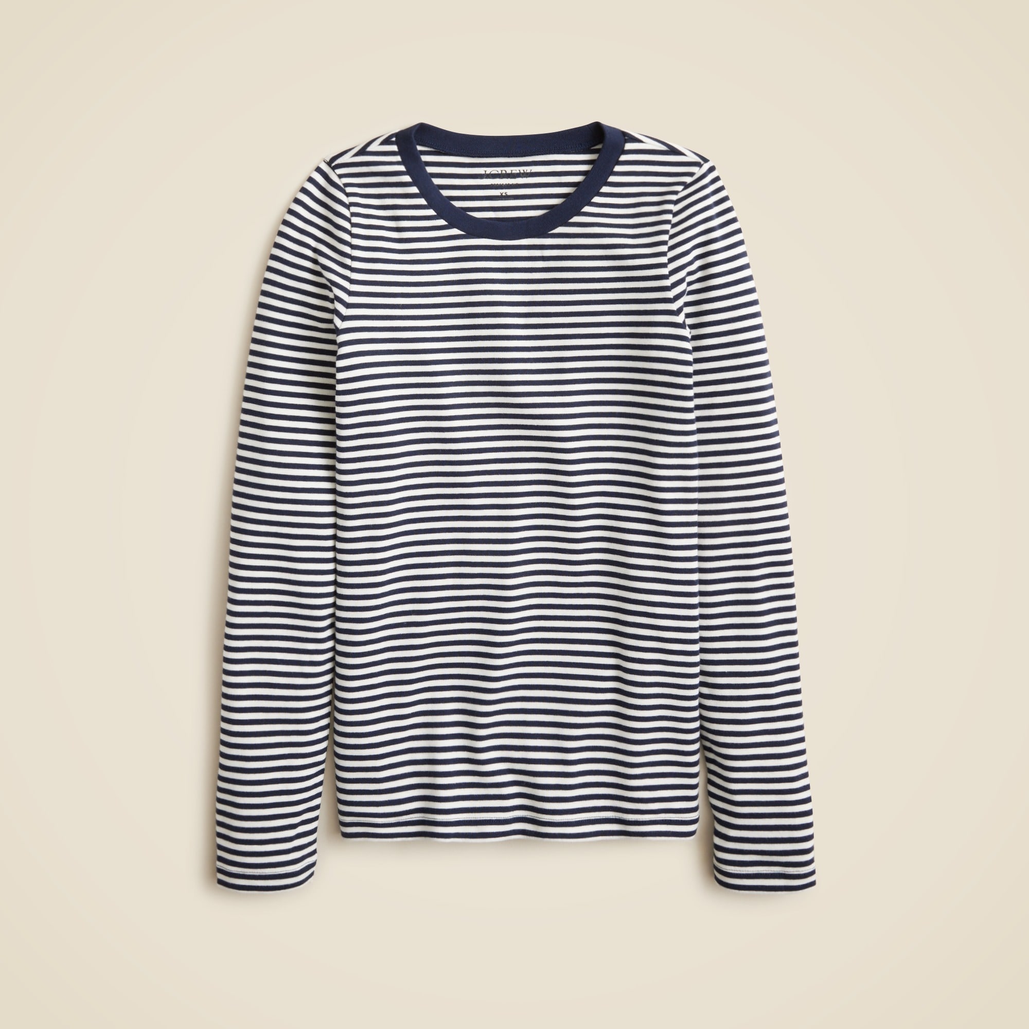 womens Perfect-fit long-sleeve crewneck T-shirt in stripe