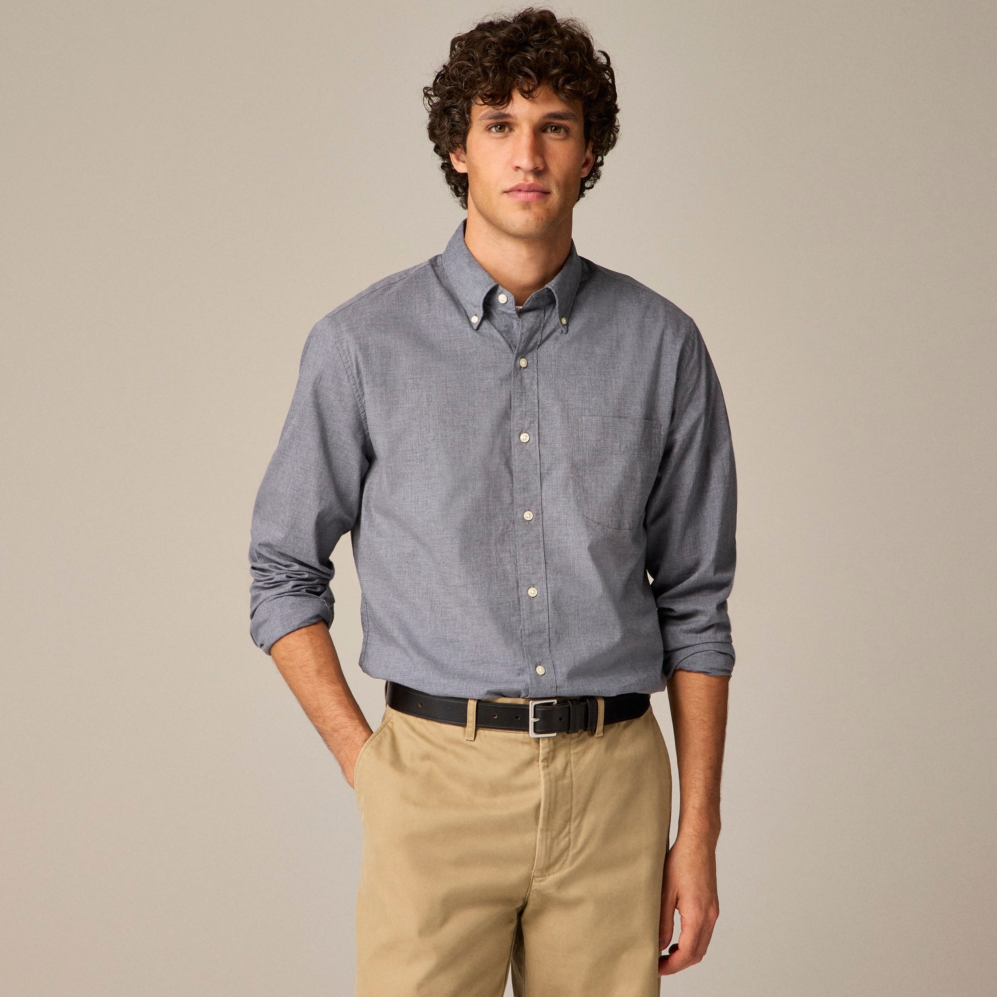 mens Slim Secret Wash cotton poplin shirt