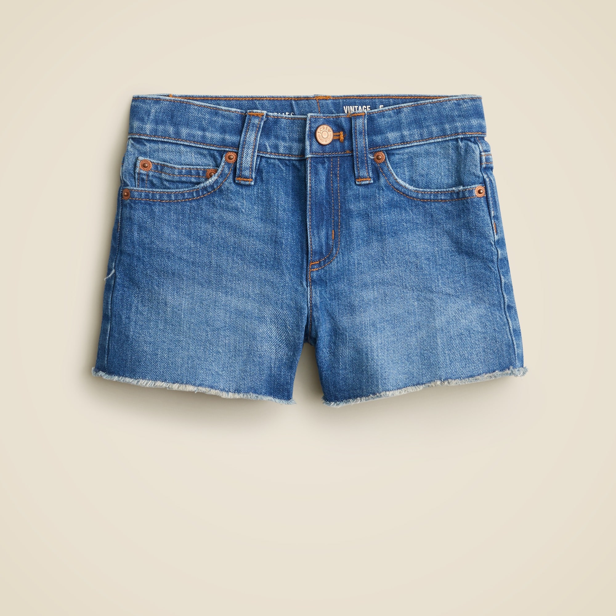  Girls&apos; distressed denim short in waterfall wash