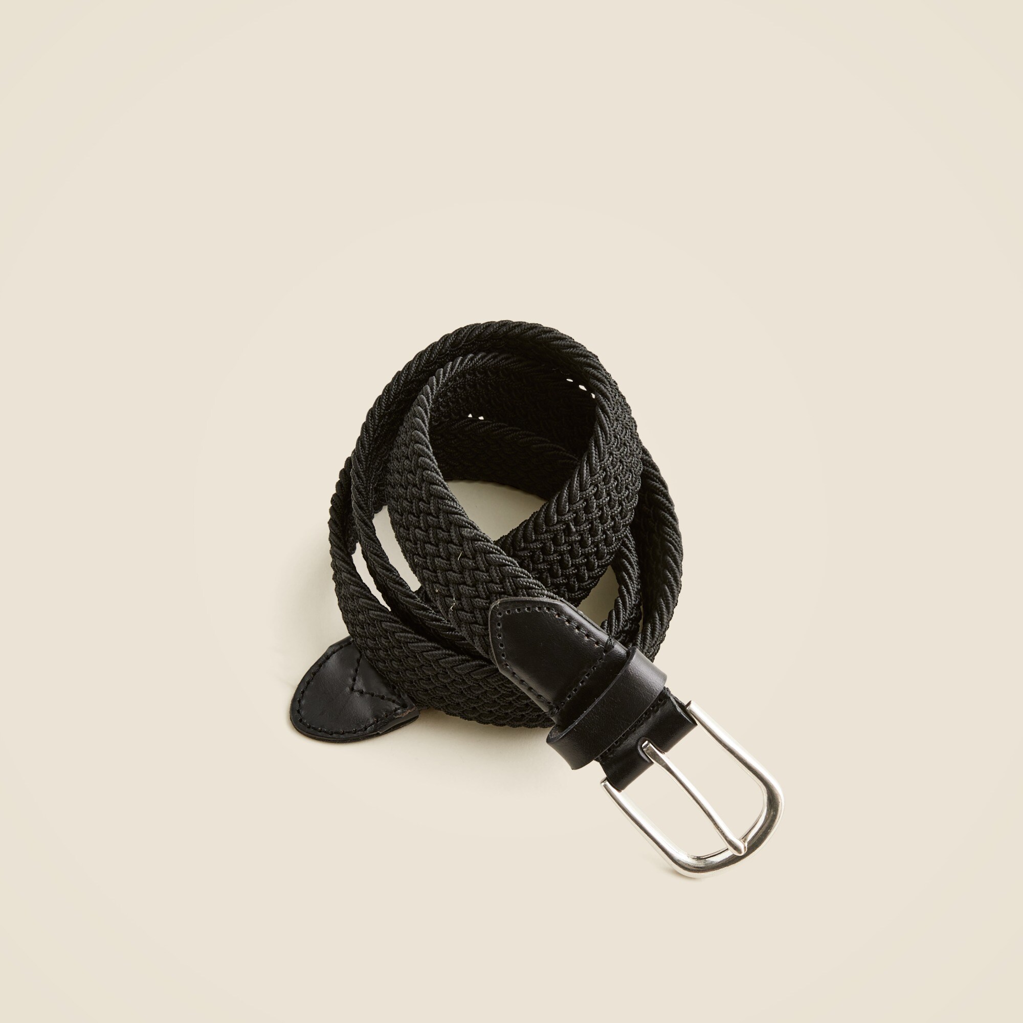 mens Woven elastic belt with round buckle