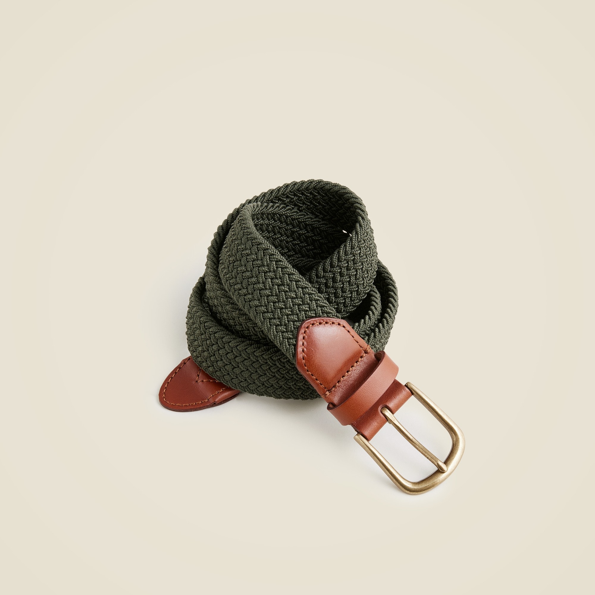 mens Woven elastic belt with round buckle