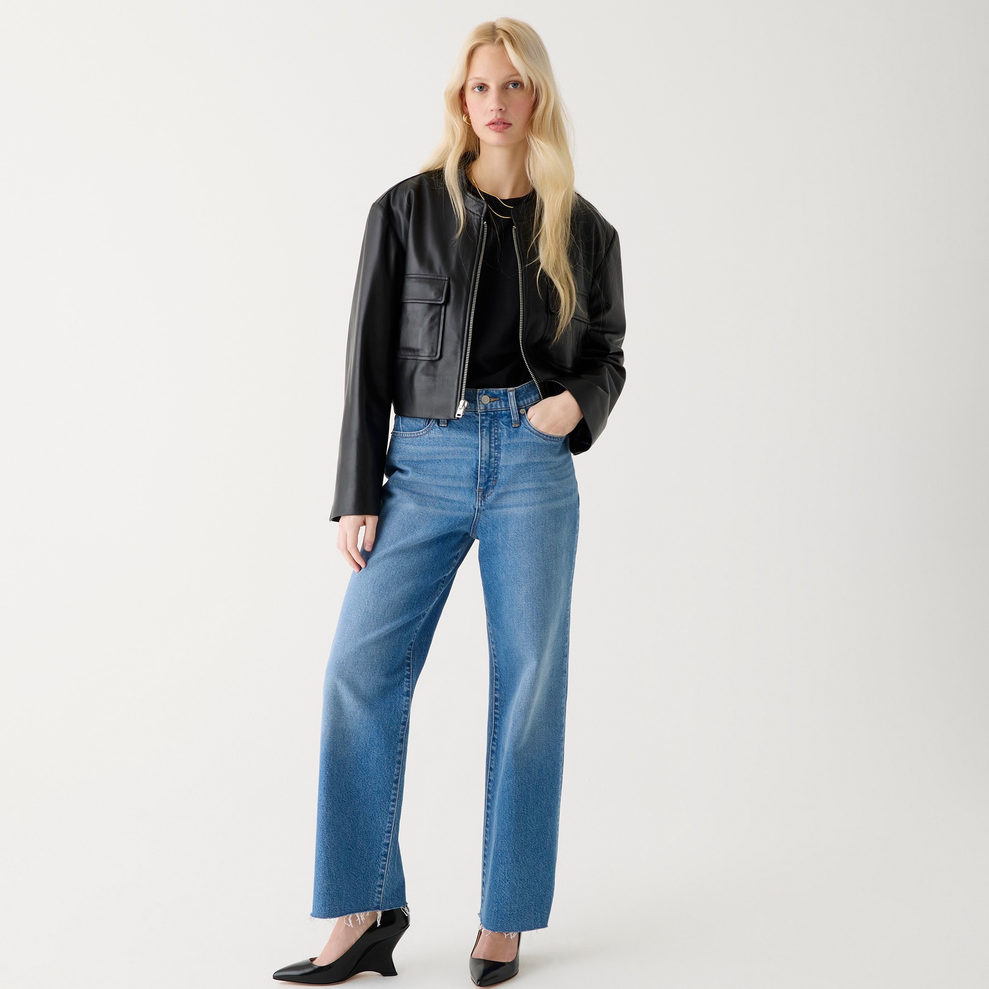 womens Slim wide-leg jean in Lakeshore wash