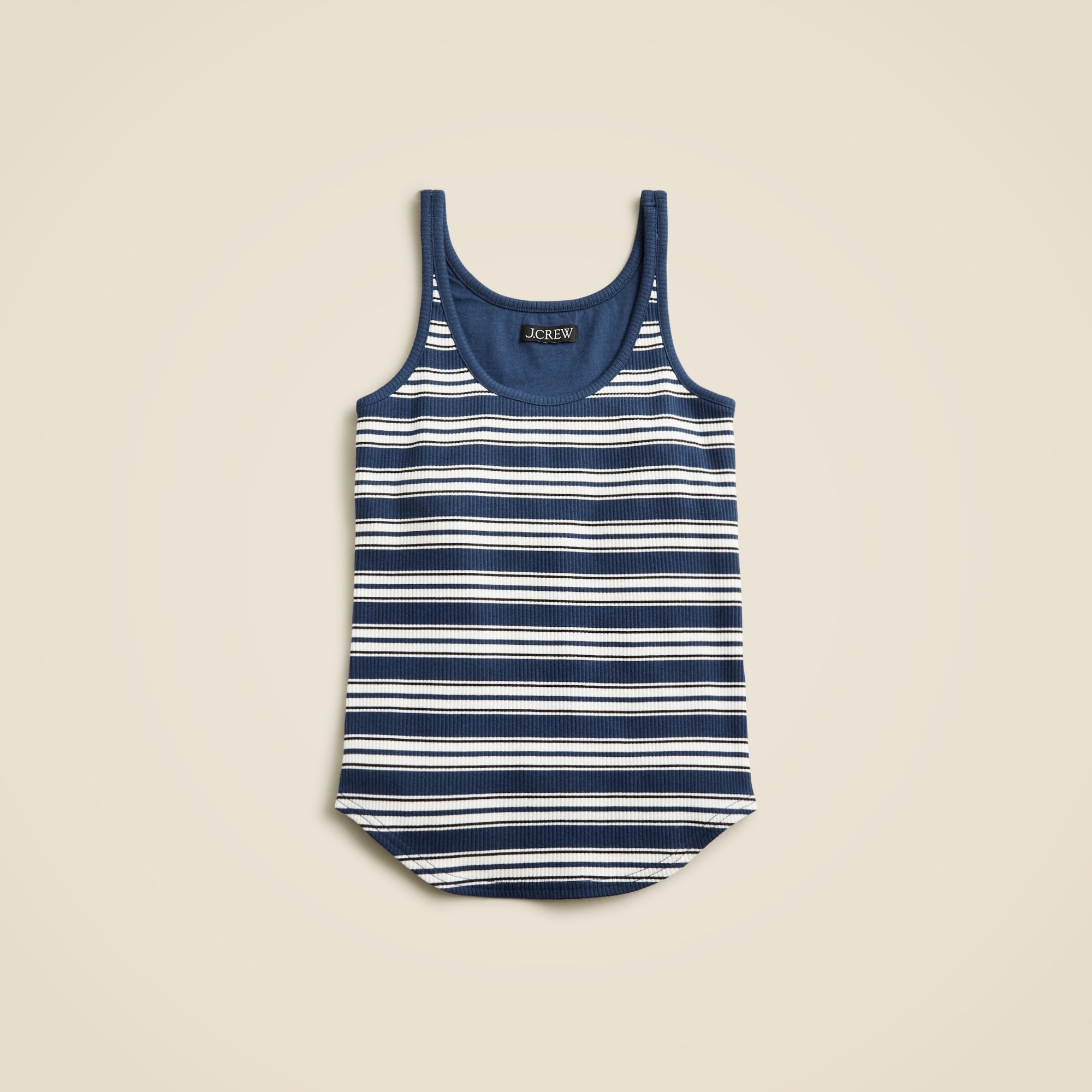  Vintage rib shelf-bra tank top in stripe