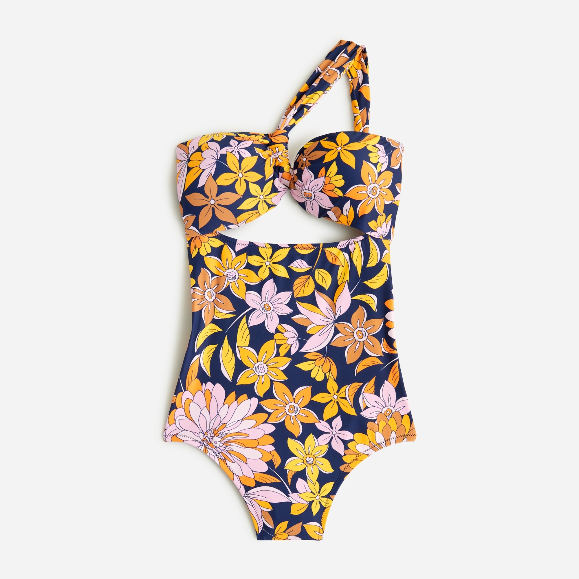  Cutout one-shoulder one-piece swimsuit in dusk floral