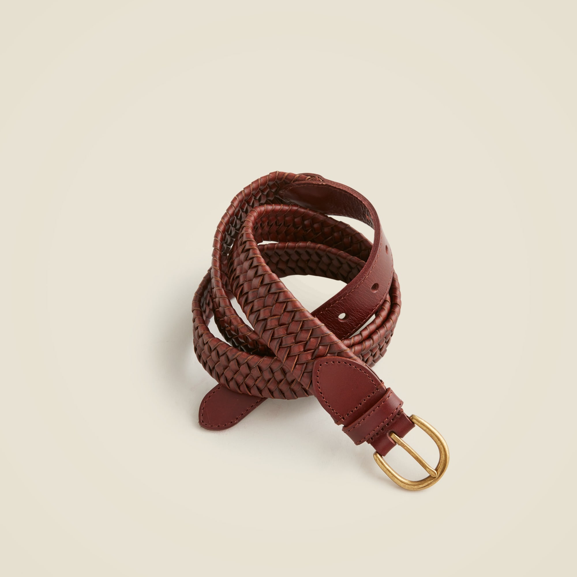 mens Woven elasticated Italian leather belt