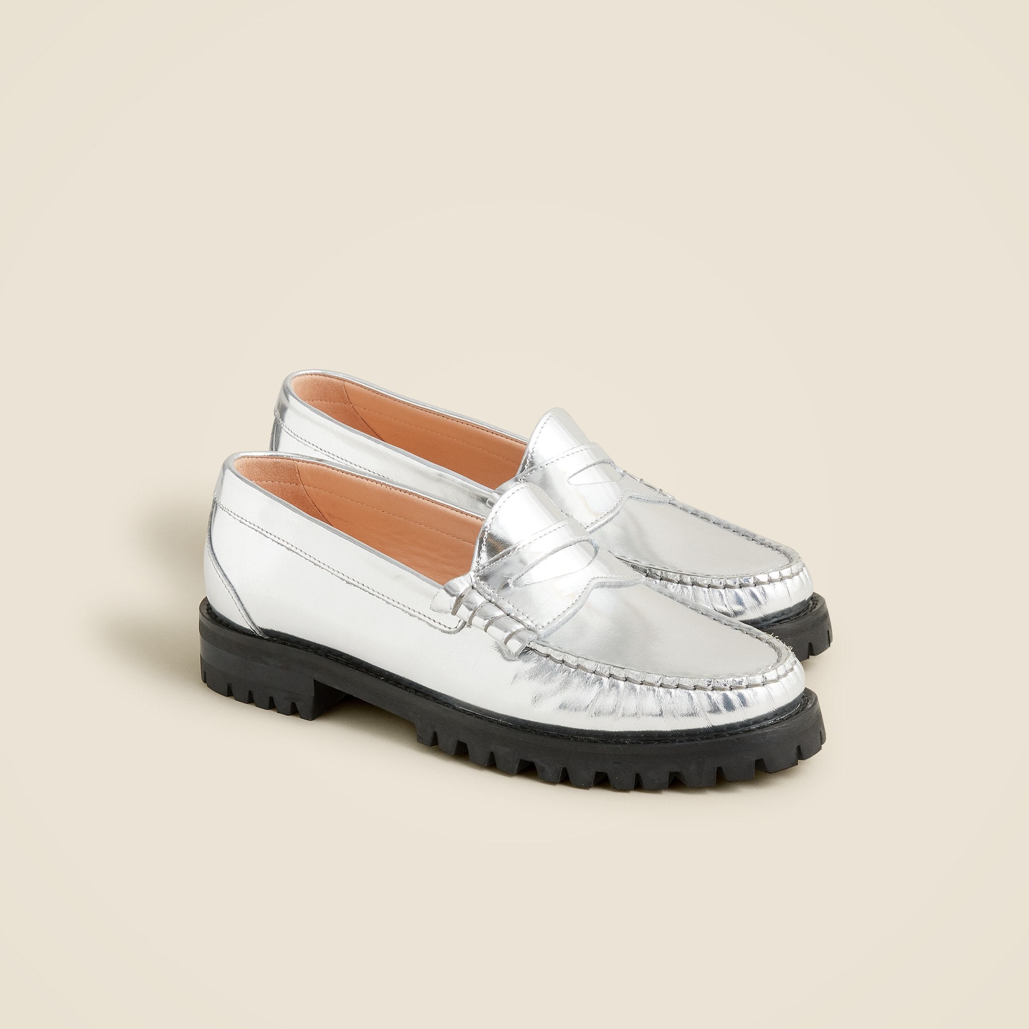 womens Winona lug-sole penny loafers in metallic leather