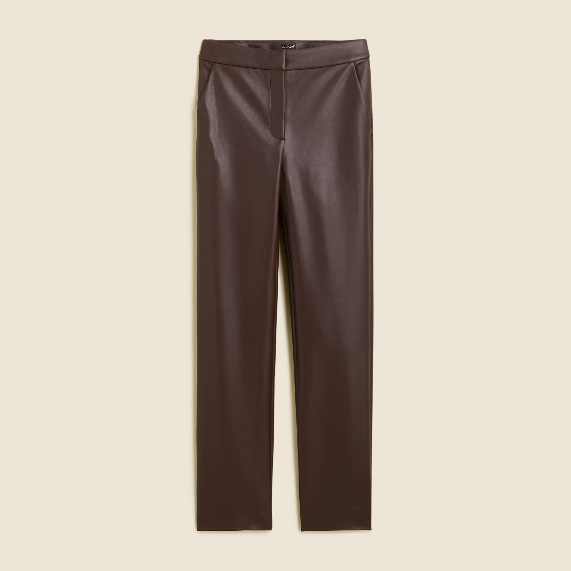 womens Petite Kate straight-leg pant in faux leather