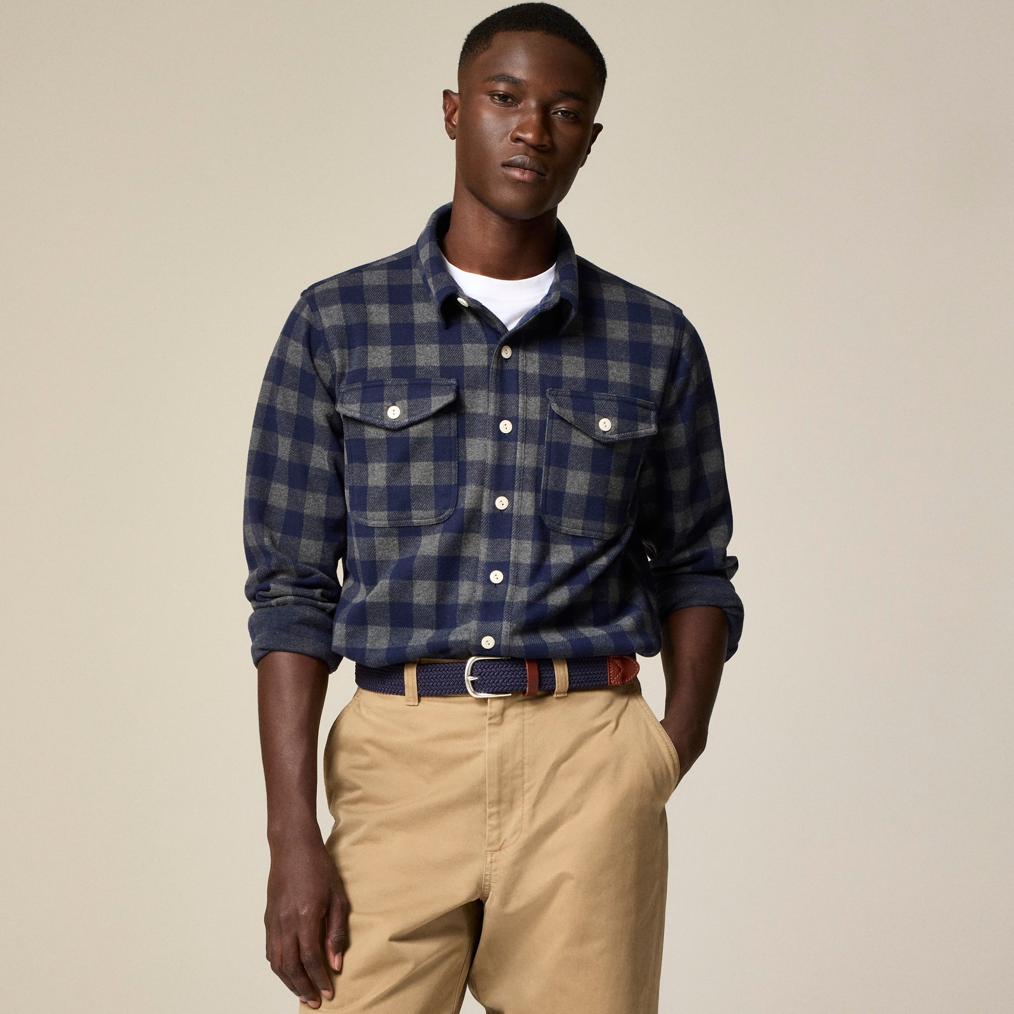 mens Seaboard soft-knit shirt in plaid