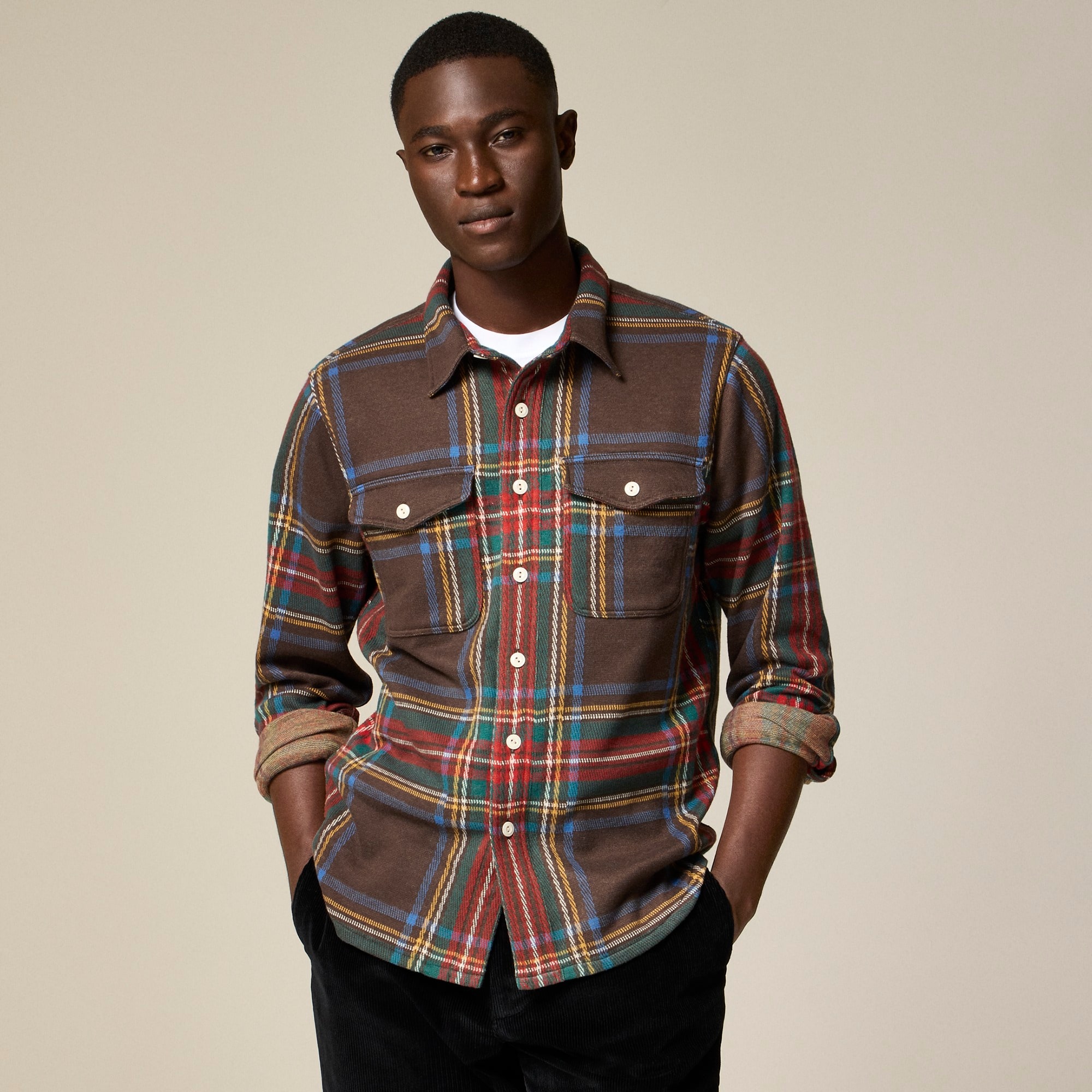 mens Seaboard soft-knit shirt in plaid