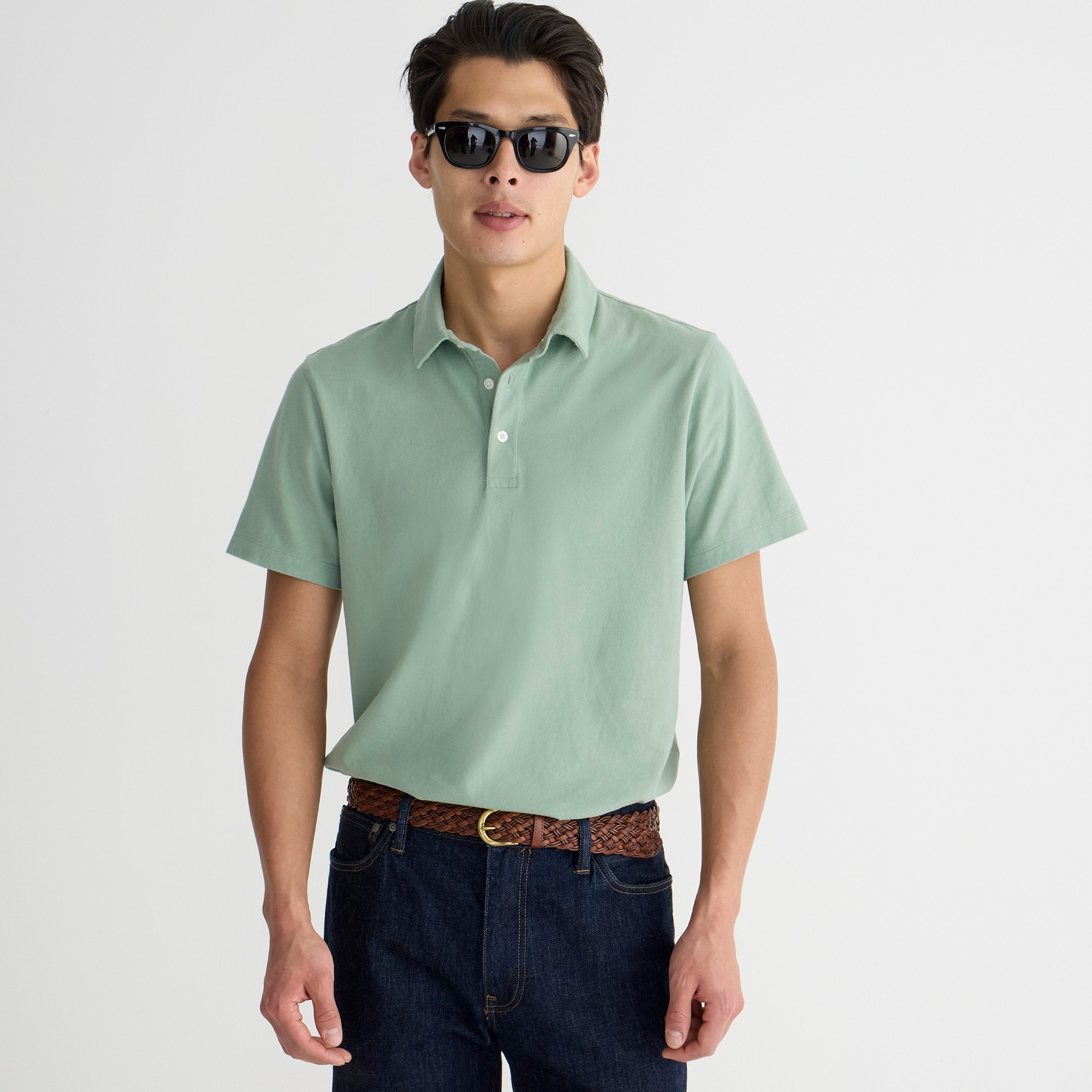  Sueded cotton polo shirt