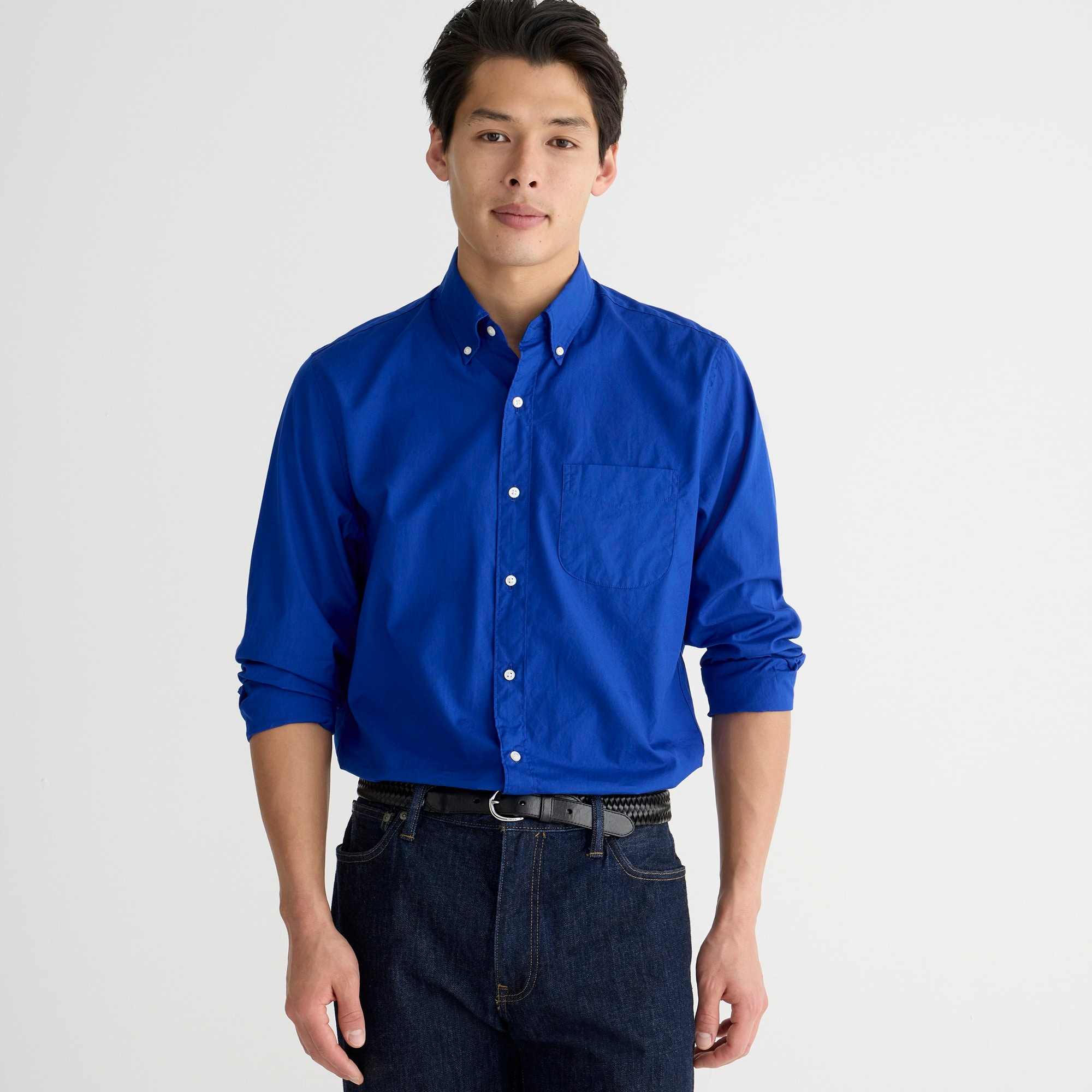 mens Slim Secret Wash cotton poplin shirt