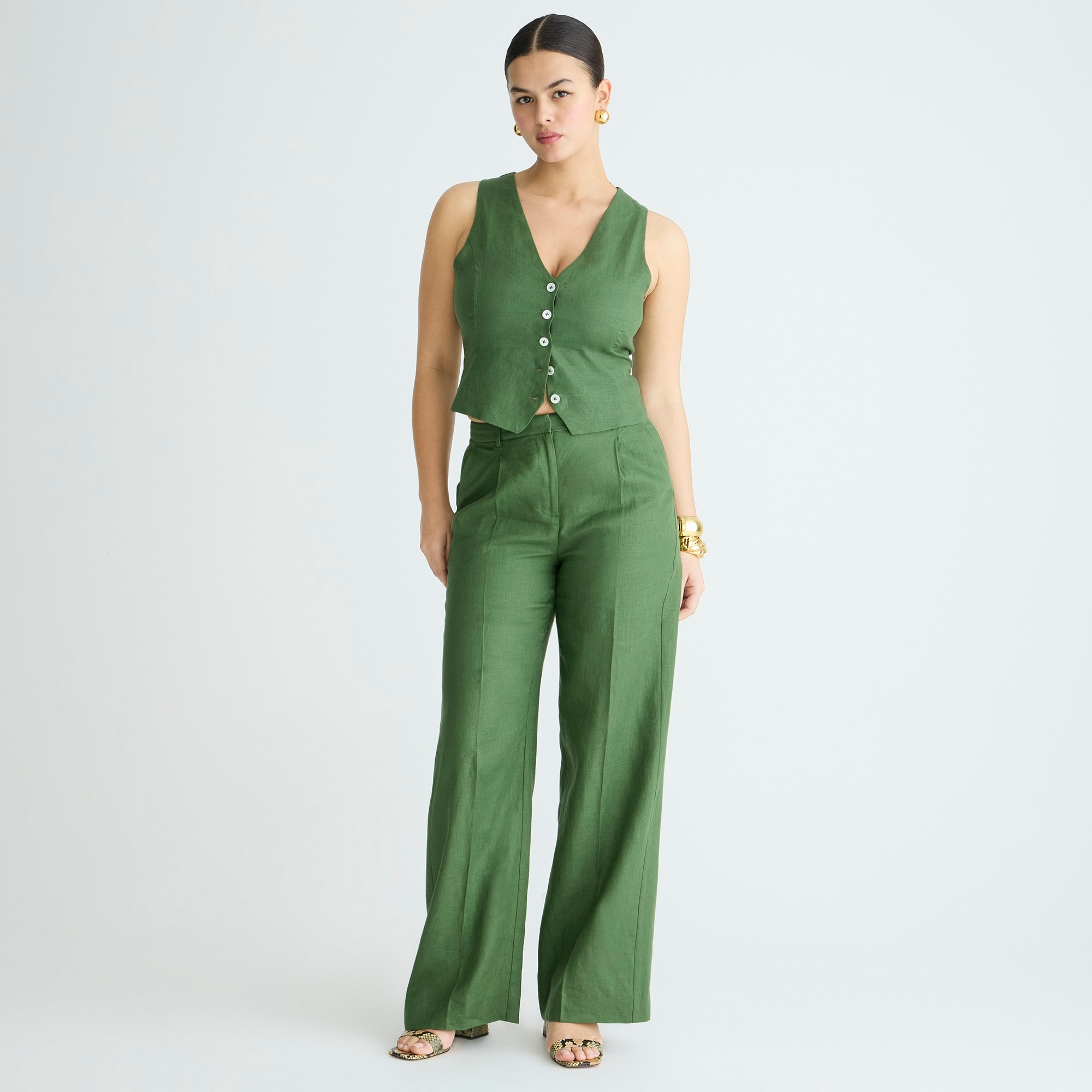 womens Wide-leg essential pant in linen