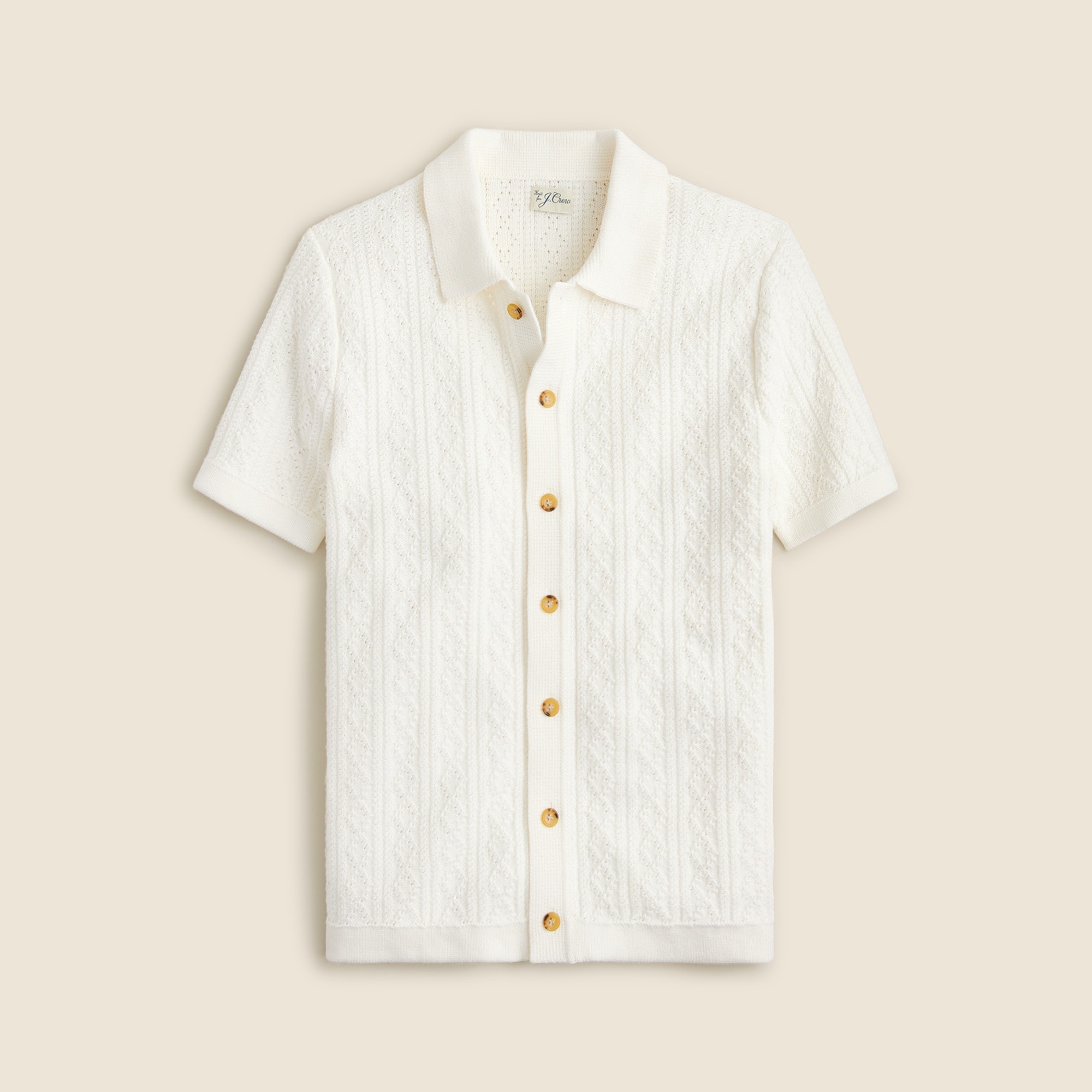  Short-sleeve heritage cotton pointelle-stitch sweater-polo