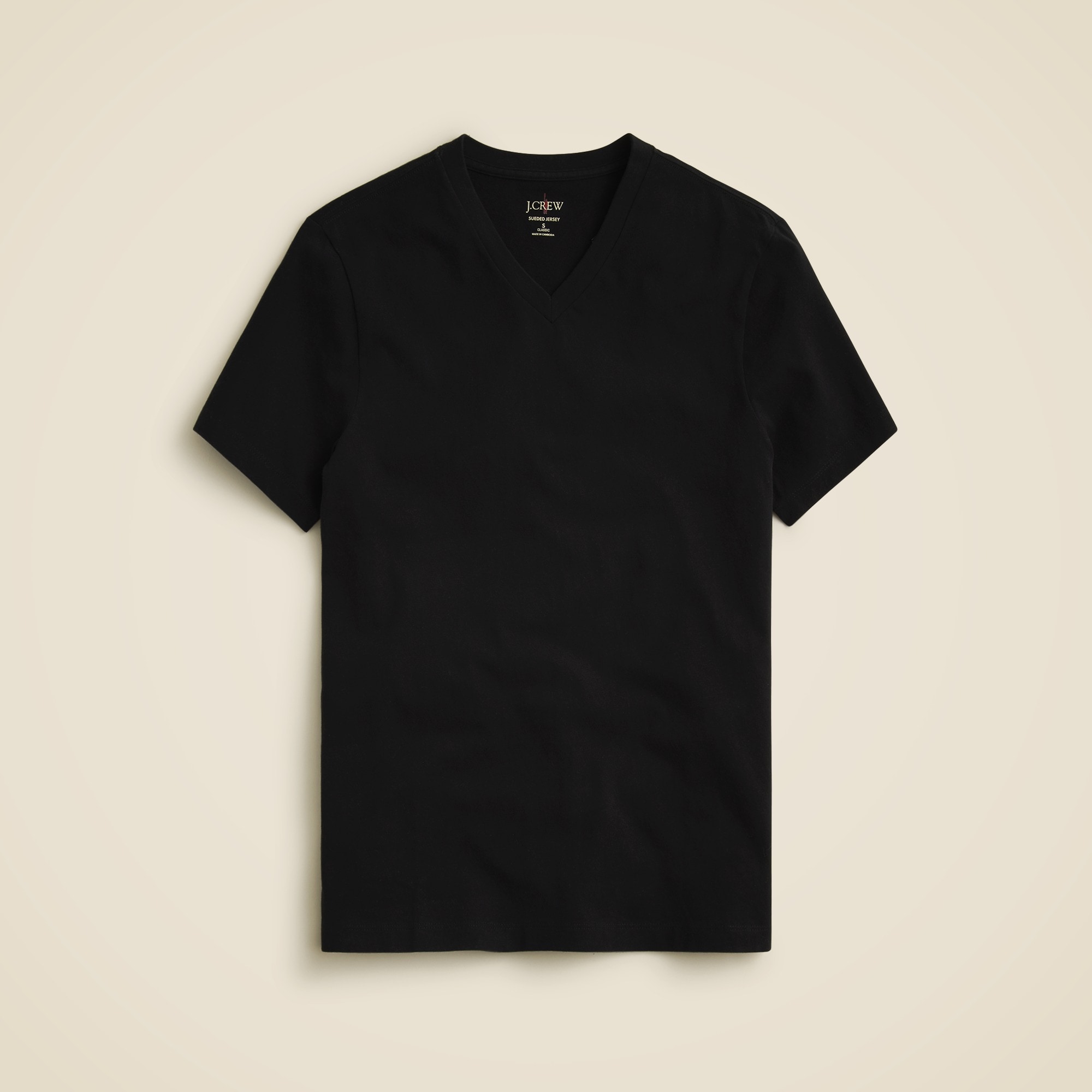  Sueded cotton V-neck T-shirt