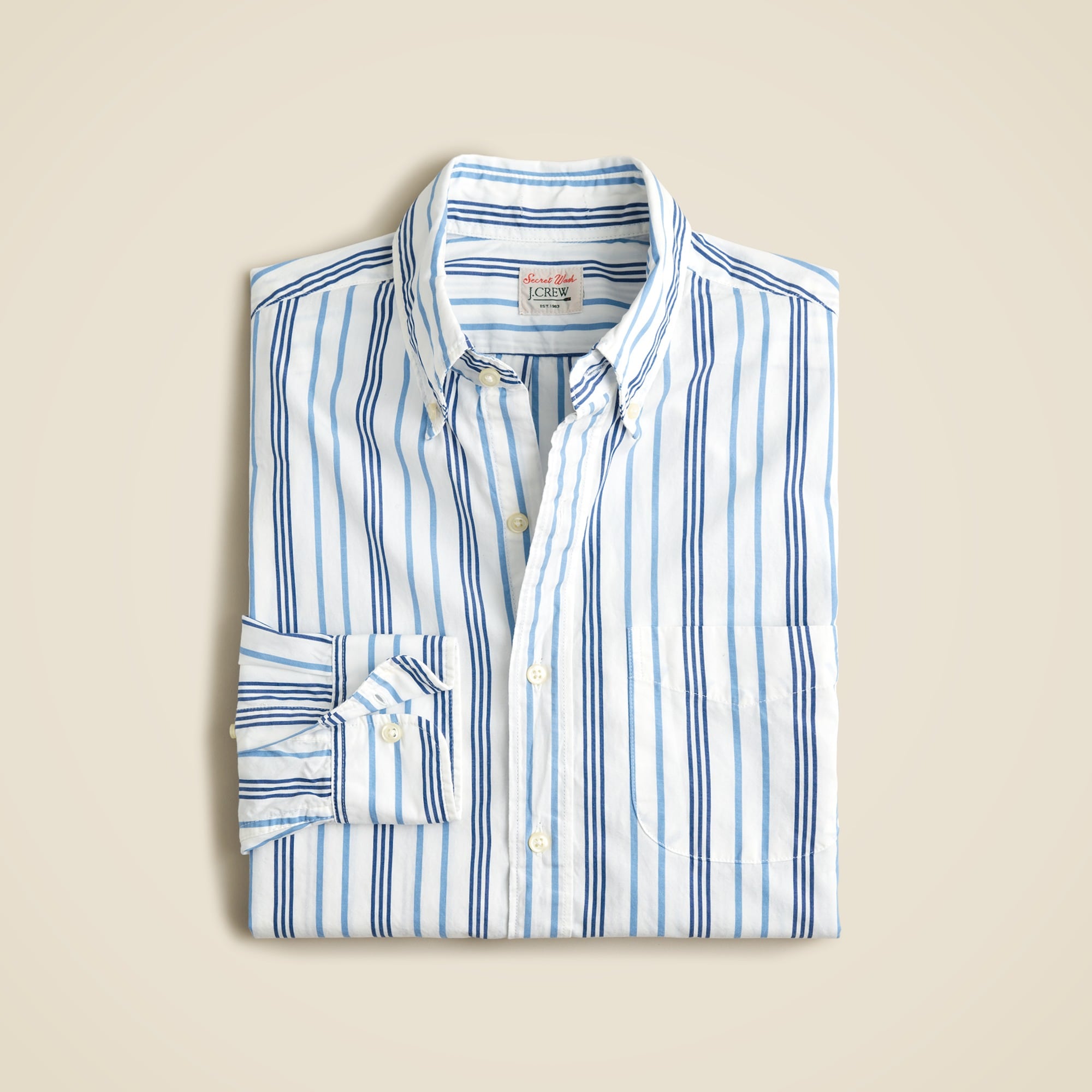 mens Secret Wash cotton poplin shirt in stripe