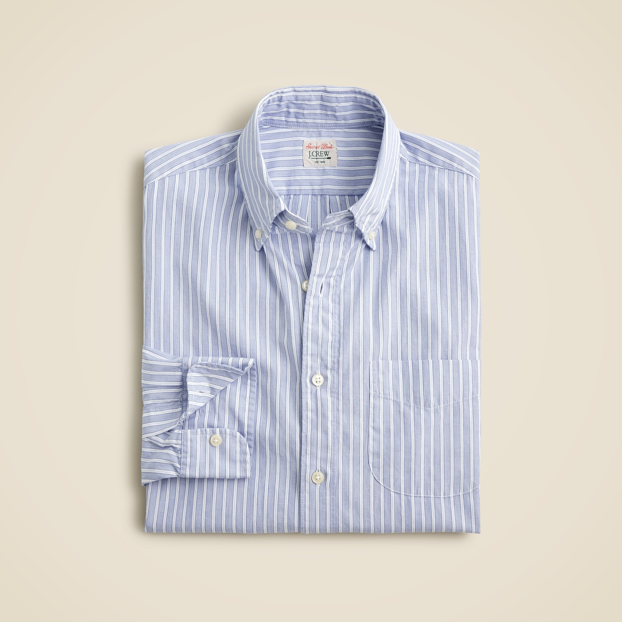 mens Secret Wash cotton poplin shirt in stripe