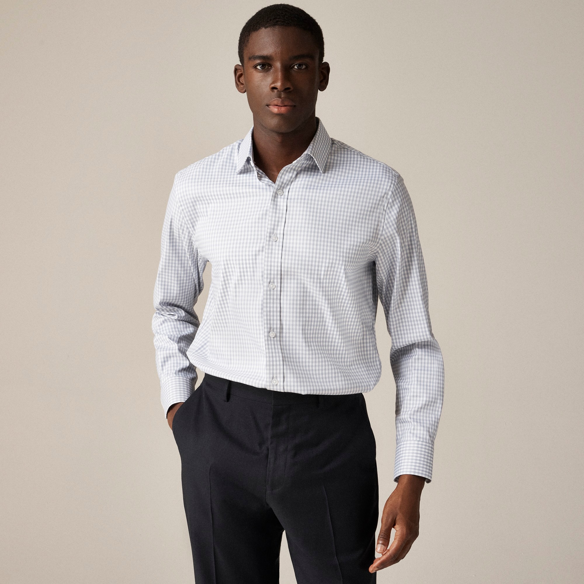 mens Bowery performance stretch dress shirt with spread collar