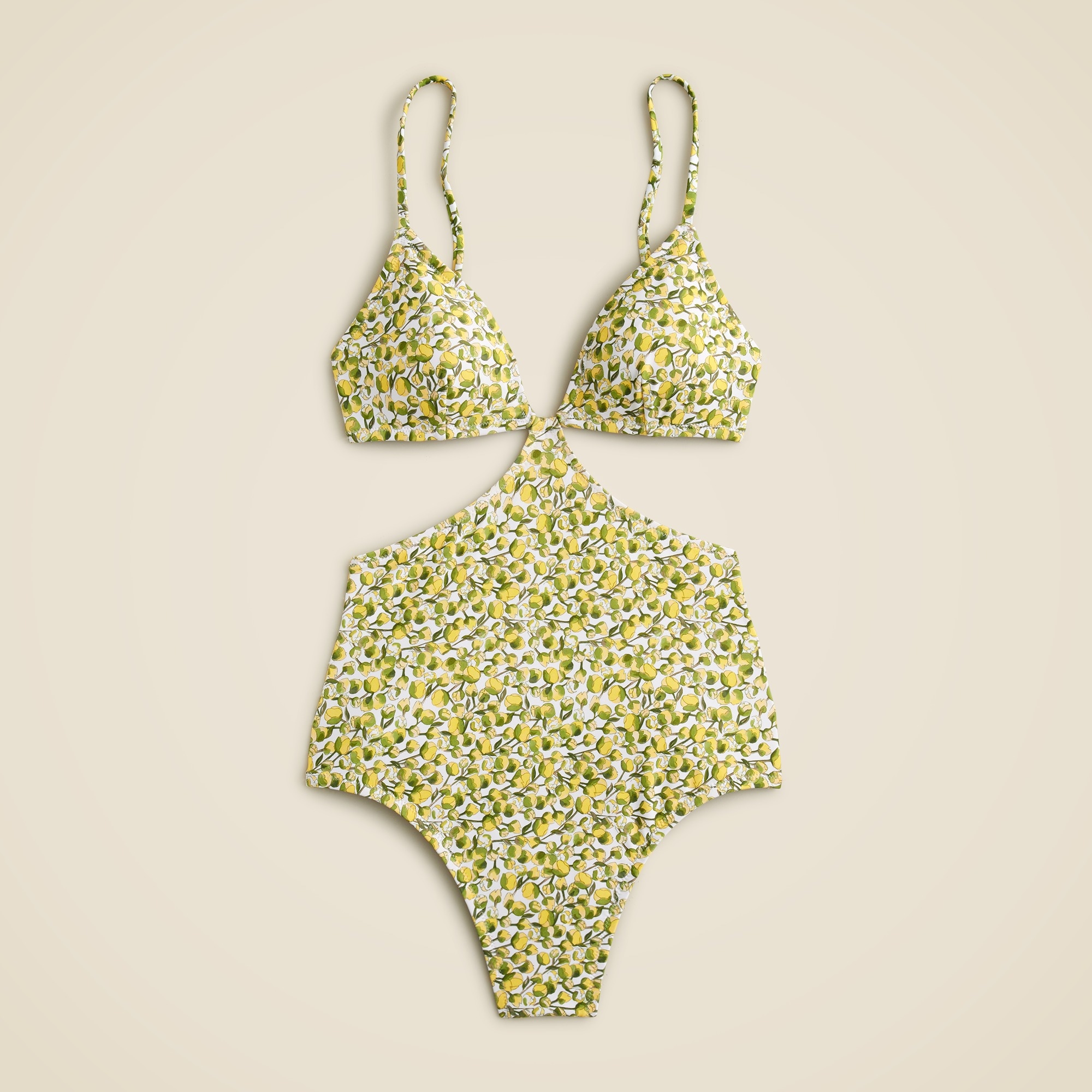  Side-cutout one-piece swimsuit in Liberty&reg; Eliza's Yellow fabric