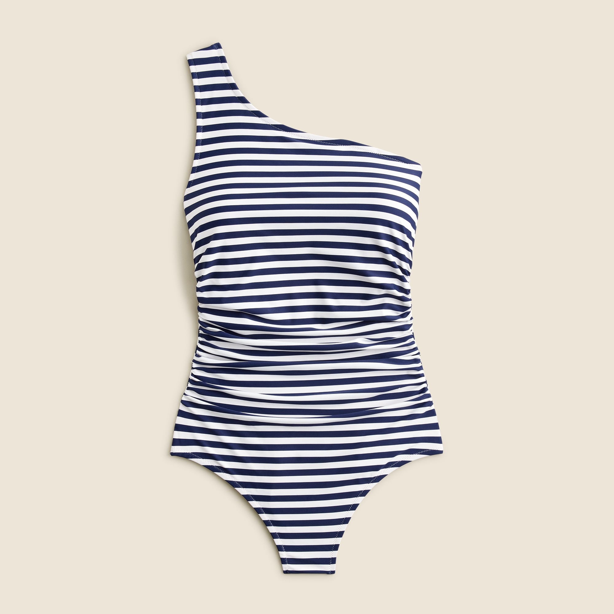 womens Sleek ruched one-shoulder one-piece in stripe