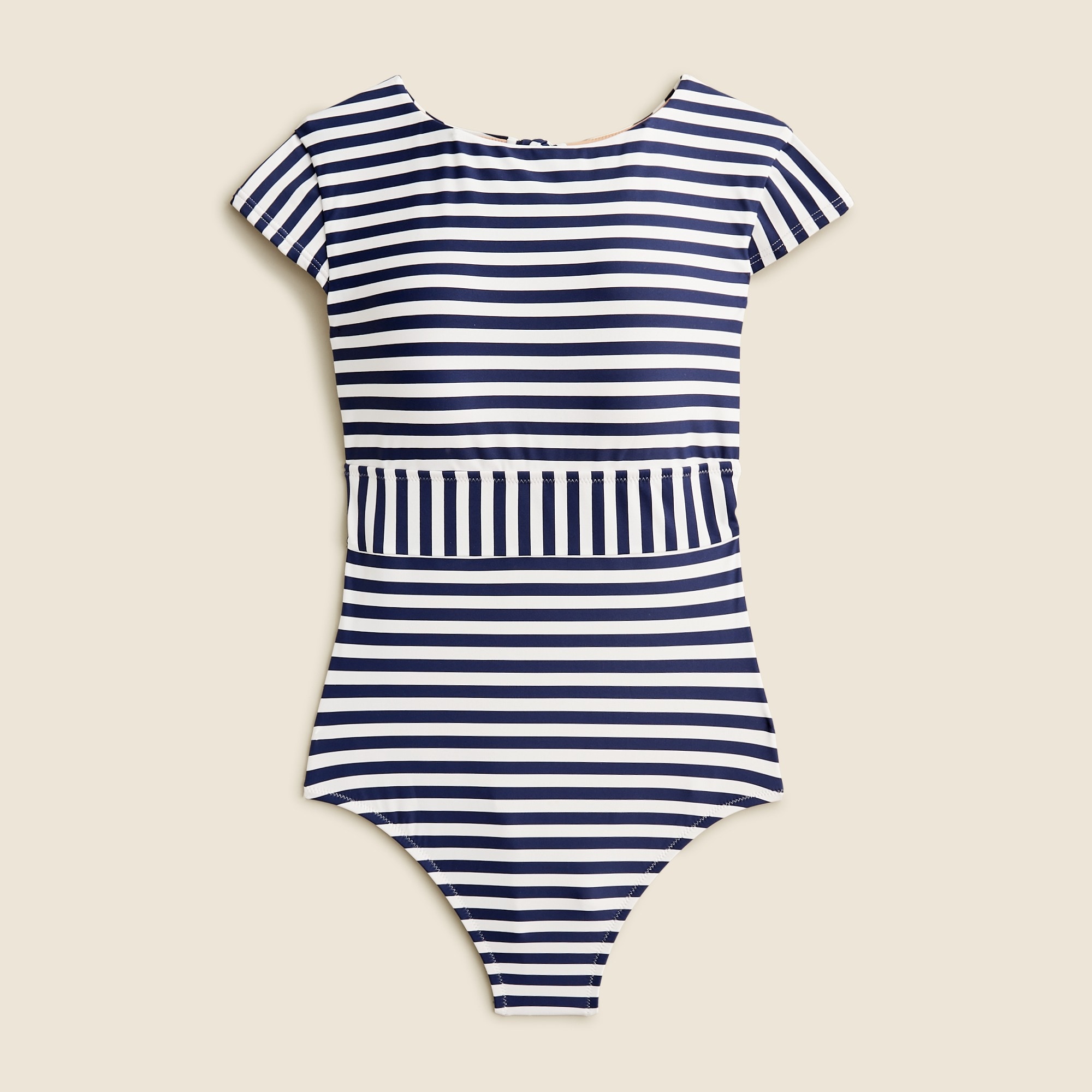 womens Cap-sleeve one-piece swimsuit in stripe