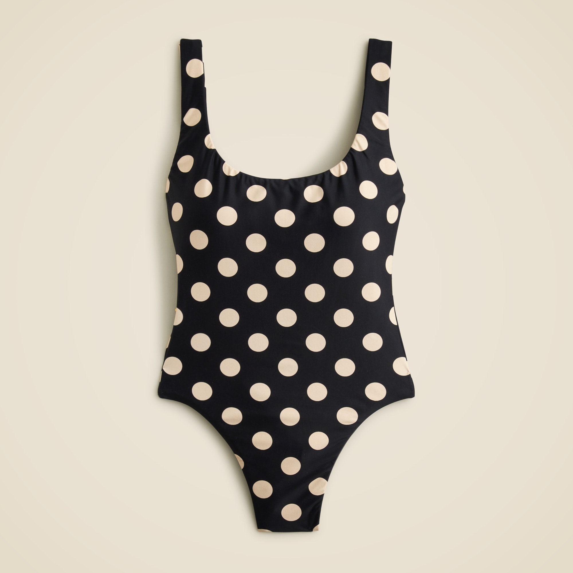  Scoopneck one-piece swimsuit in reversible dot-stripe print