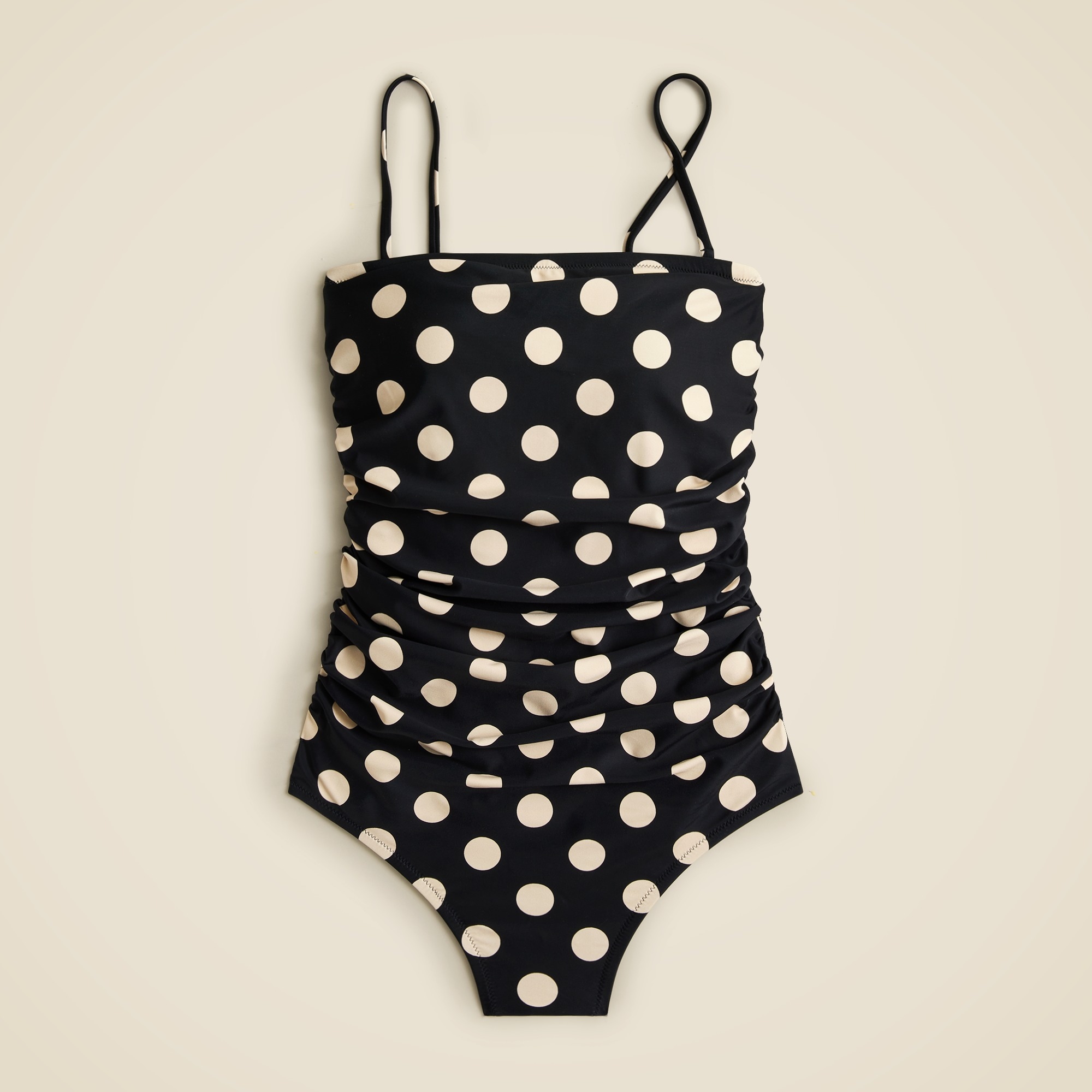 womens Ruched bandeau one-piece swimsuit in dot print