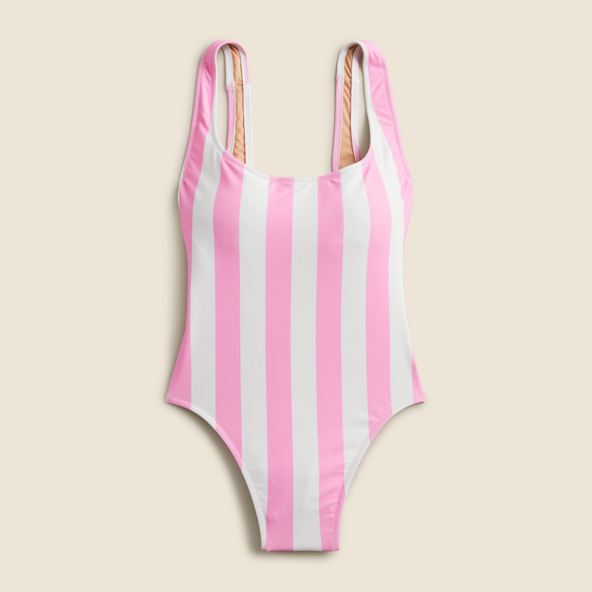 womens Scoopneck one-piece swimsuit in pink stripe