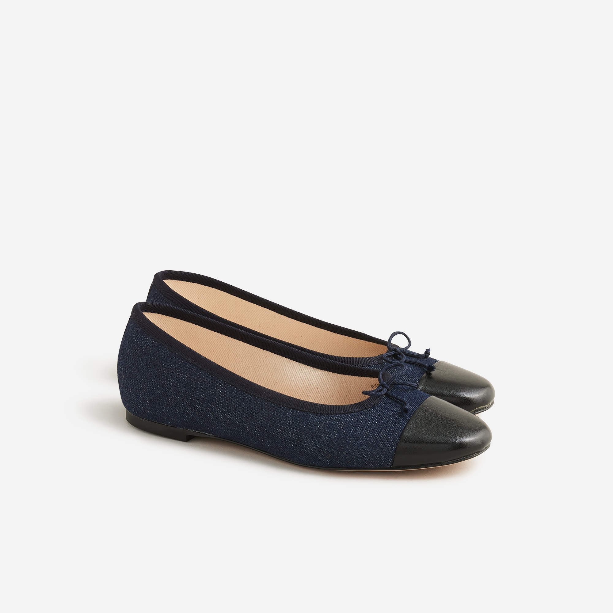  Zoe cap toe ballet flats in washed denim