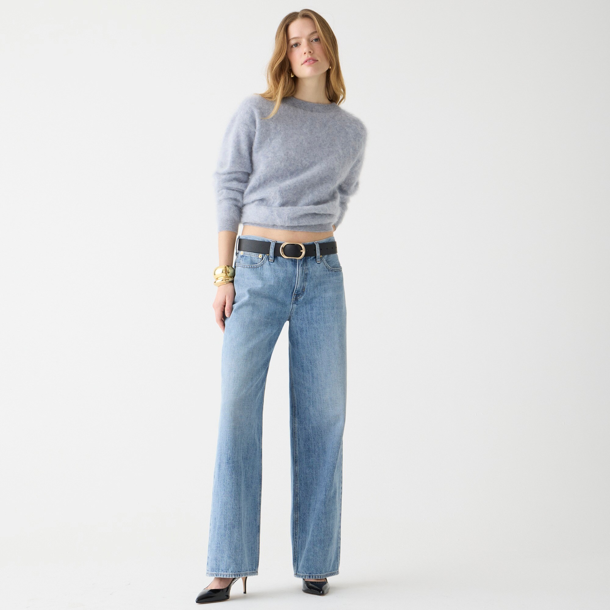 womens Lower-rise wide-leg jean in Sydney wash