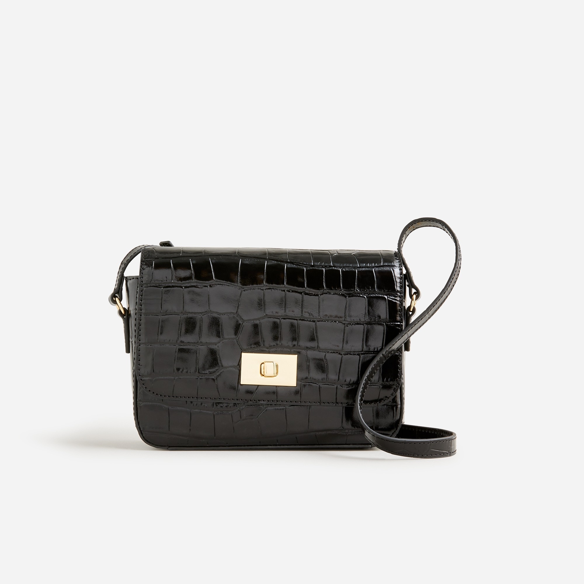 womens Edie crossbody bag in Italian croc-embossed leather