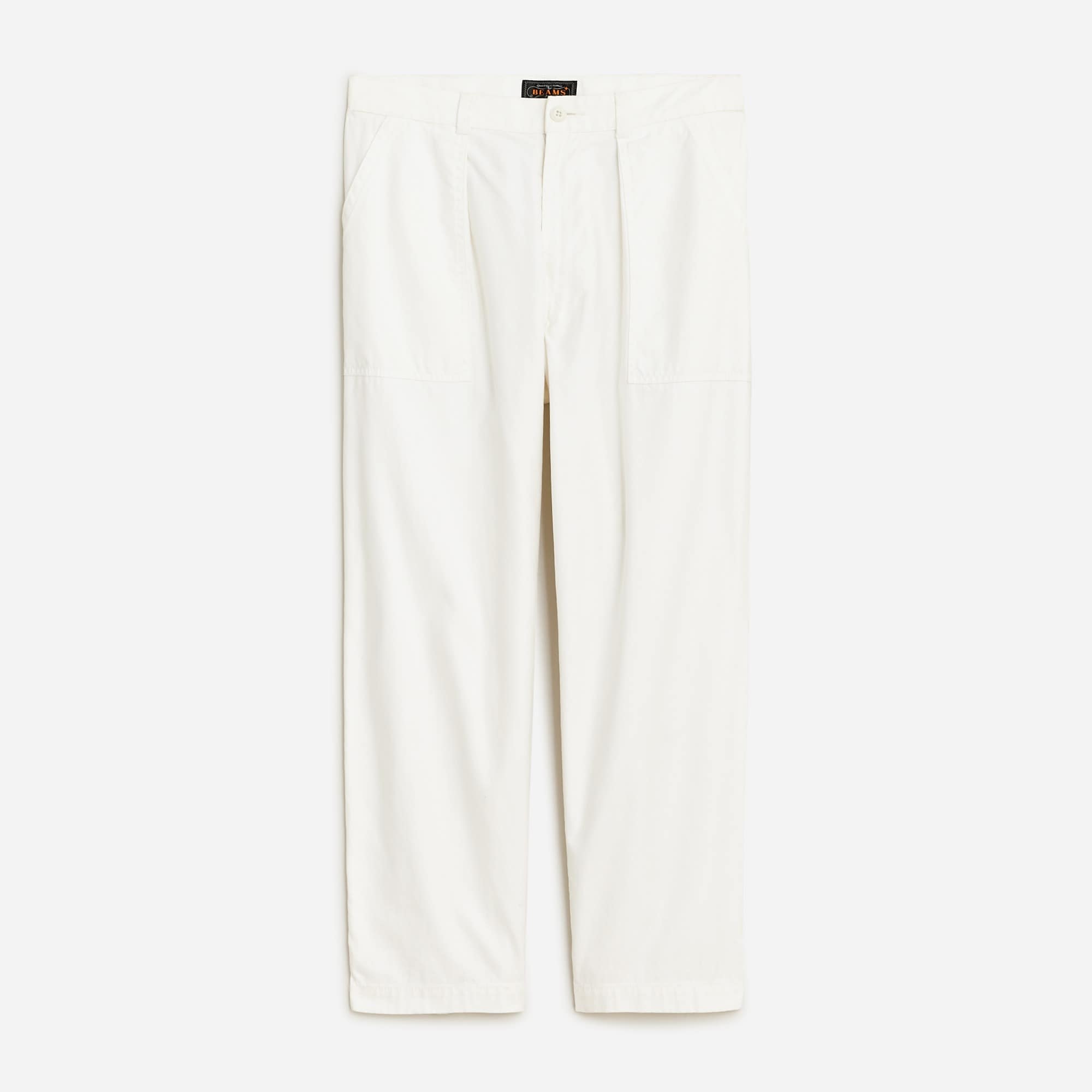 mens BEAMS PLUS cotton sateen pleated baker pant