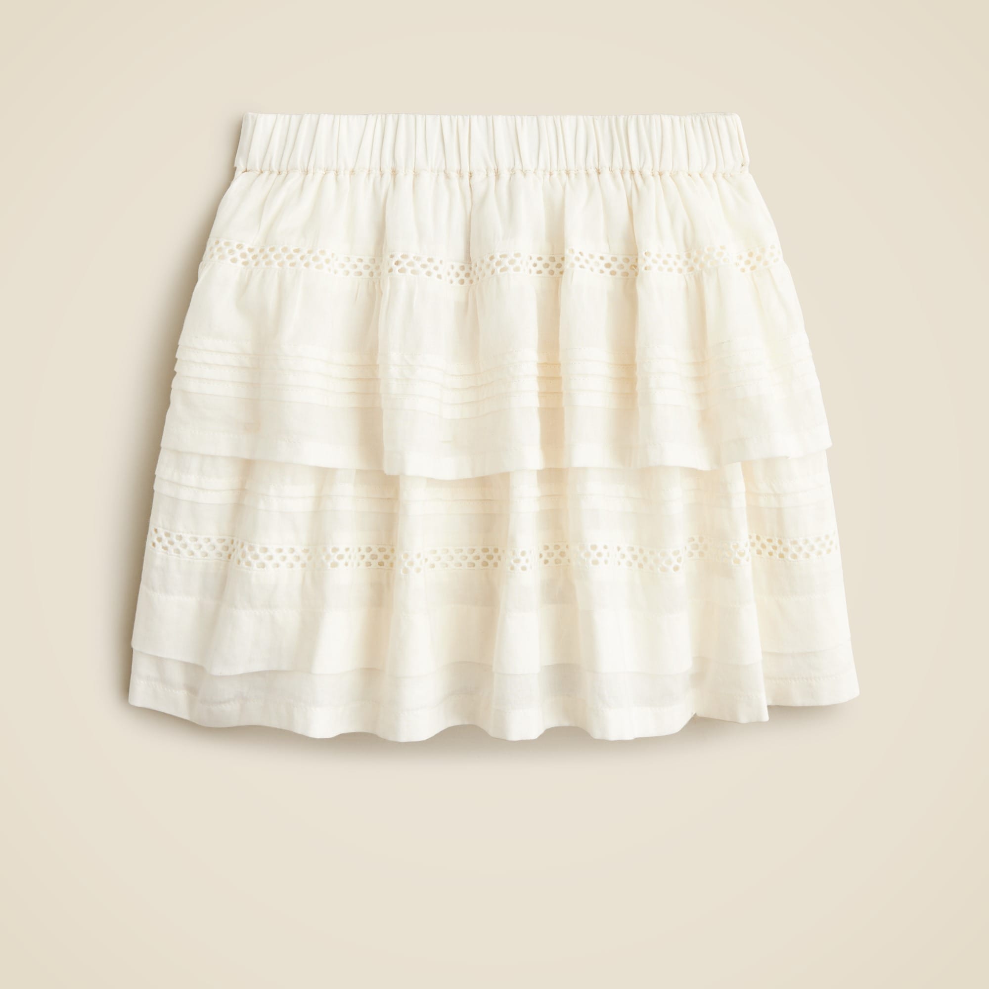  Girls' eyelet tiered skirt in cotton voile