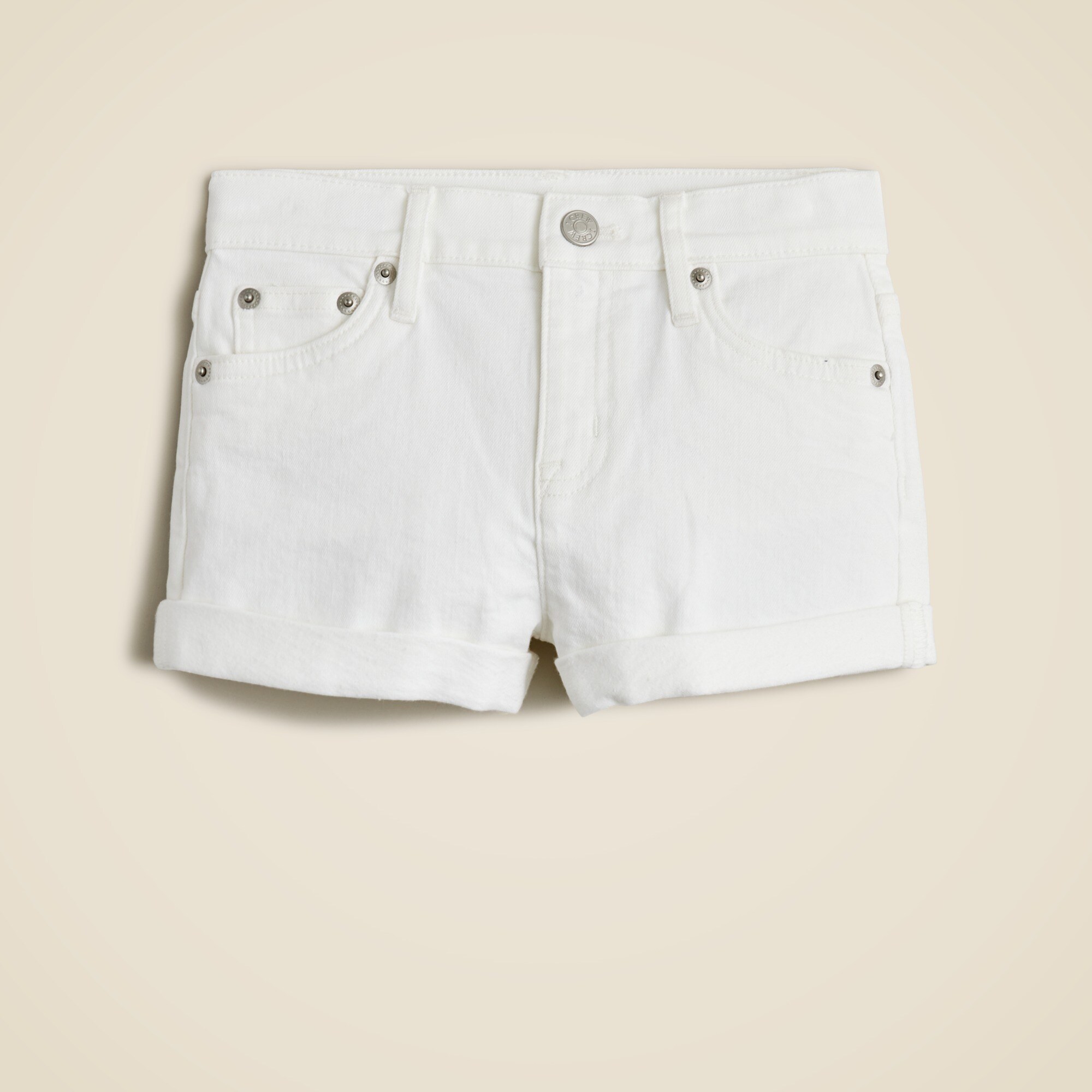 girls Girls' cuffed denim short in white