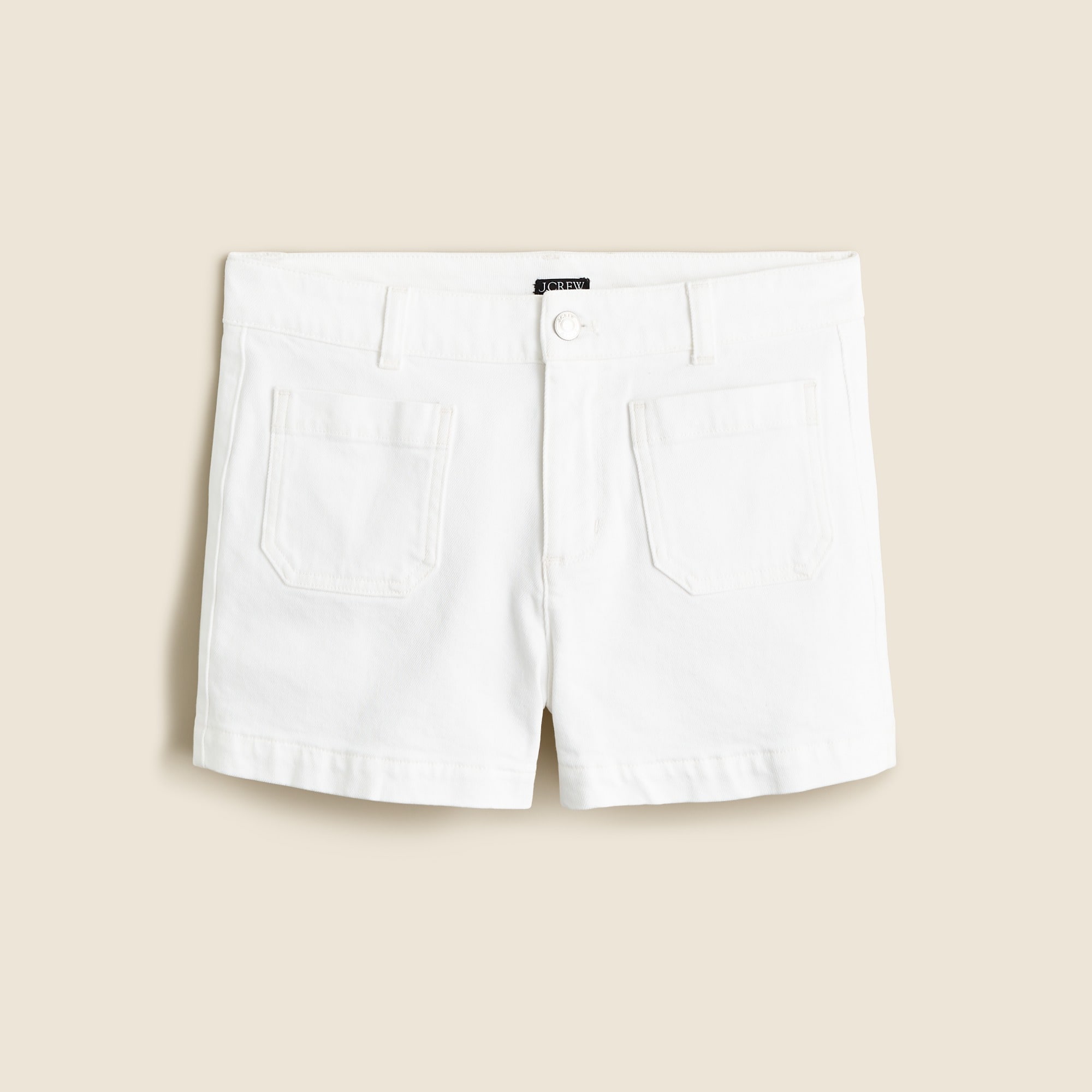  Patch-pocket denim short in white