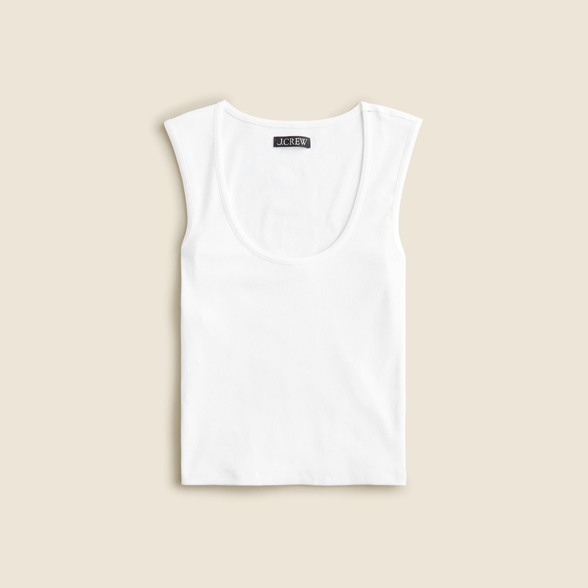 womens Cropped fine rib scoopneck tank top