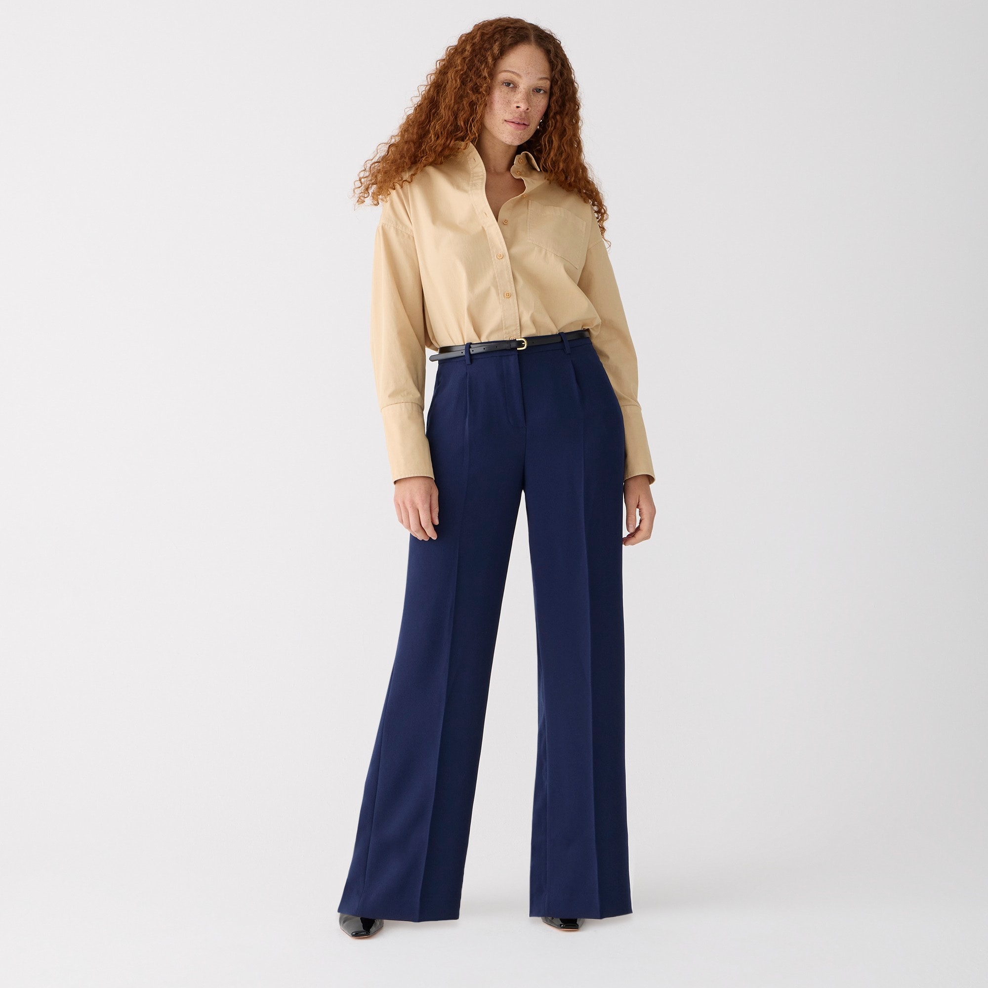 womens Wide-leg essential pant in city crepe